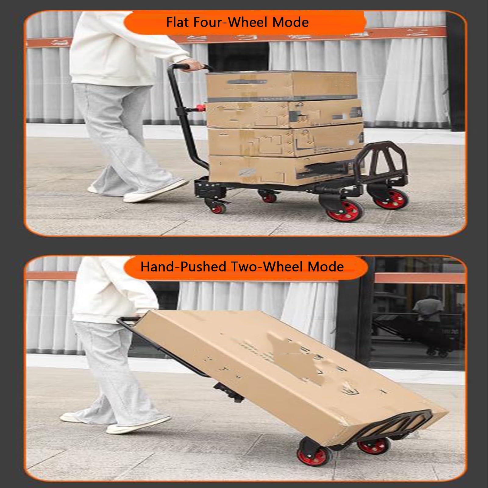 Pflanzen-Caddy Mit Rädern, 2-in-1-Klappkarre, Umwandelbar Zwischen 4-Rad- Und Zwei-Rad-Konfiguration, Teleskopgriff, 150 Kg Tragfähigkeit