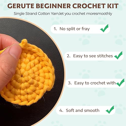 Miniatura 5 de Kit de ganchillo para principiantes  Aprende a ganchillo 4 lindos animales de gato con video tutorial paso a paso e hilo fácil de pelar, kit de