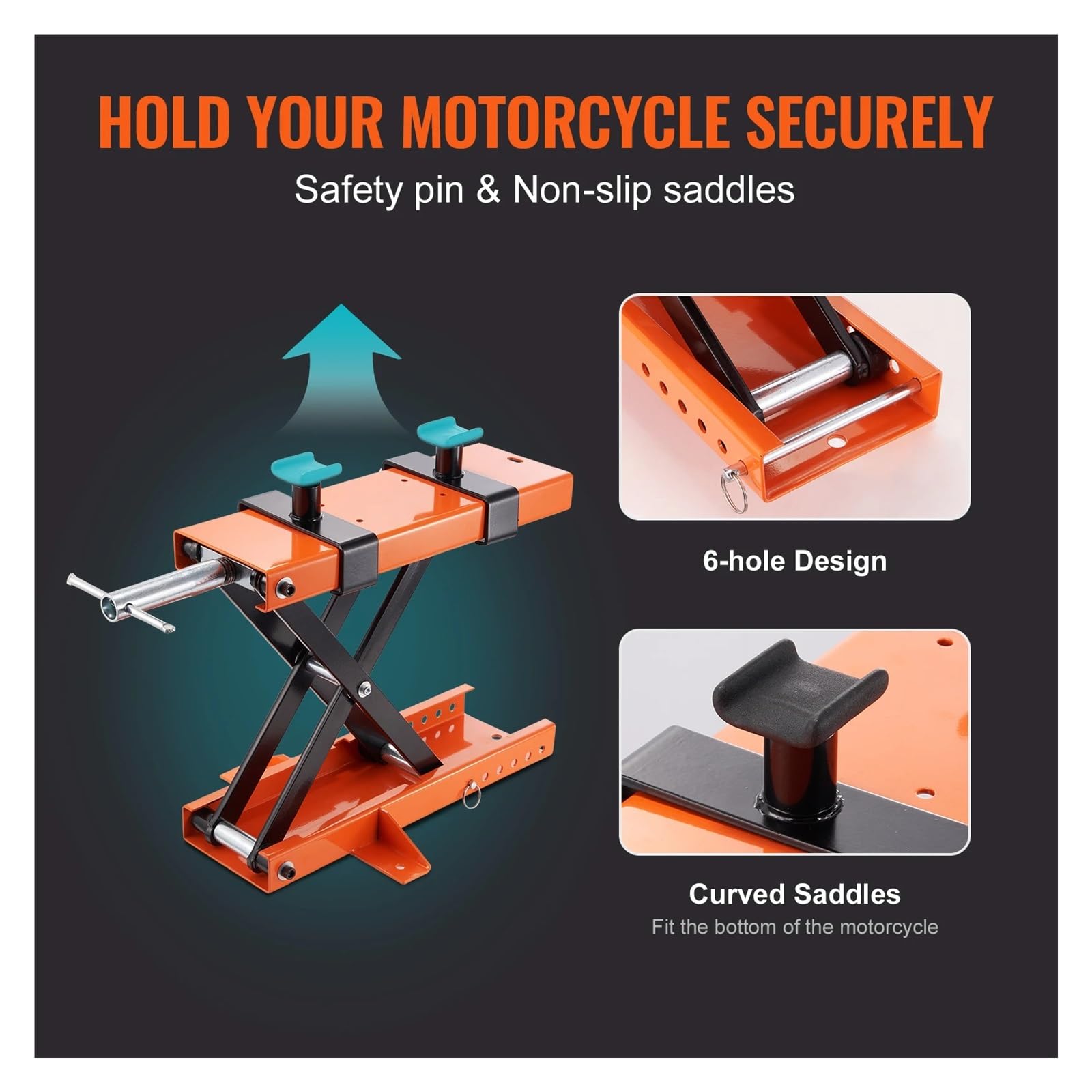 SucceBuy Motorcycle Lift 1100 LBS Scissor Jack With Safety Pin Steel Hoist Stand For Motorbike