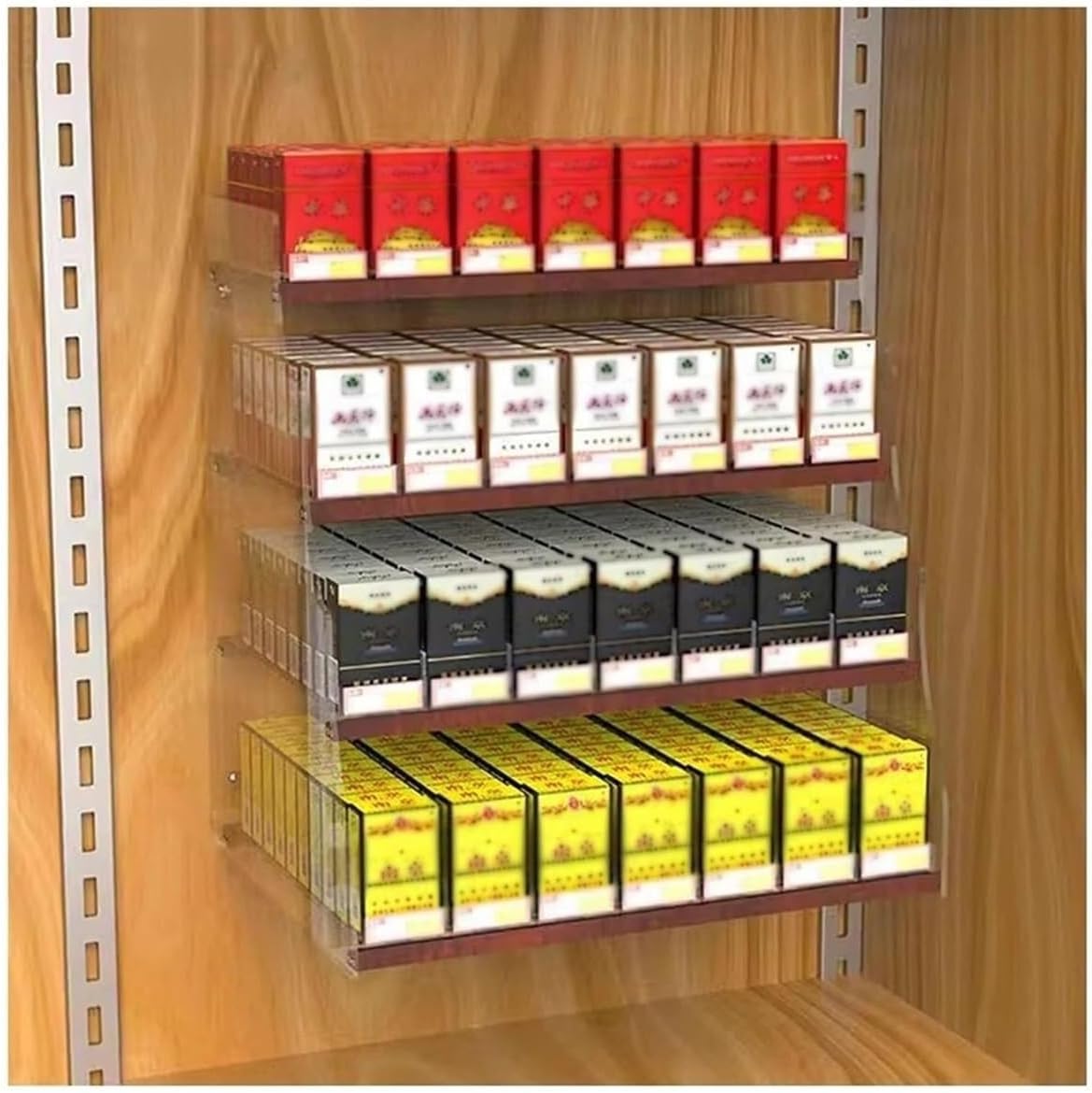 Automatic Cigarette Pusher Display Rack, Clear Acrylic Cigarette Holder, Wall Mounted Countertop Cigarette Showcase(38.5x29x32.5cm)