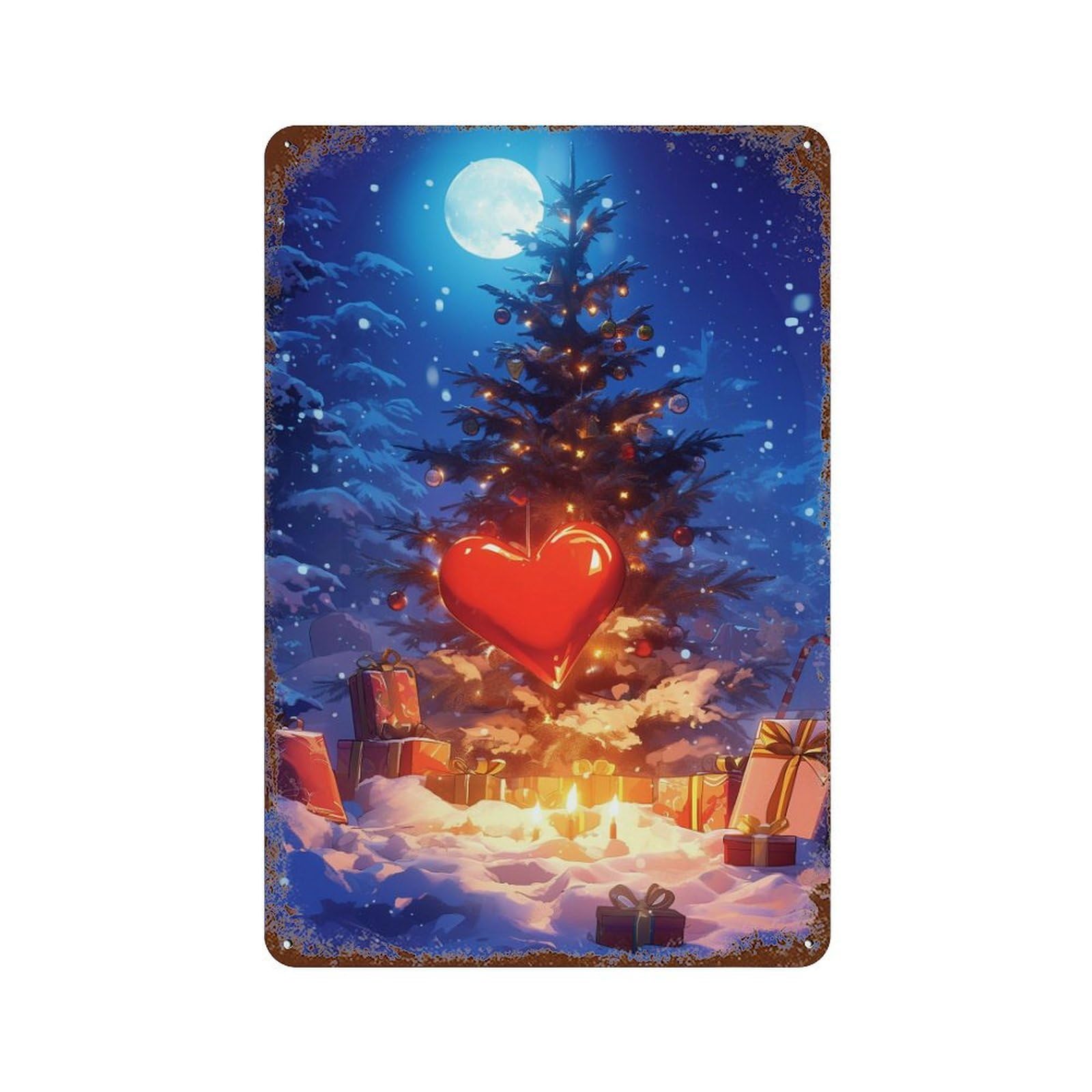 Christmas Night Wonderland Vintage Metal Tin Sign 11.8"x7.9", Ideal for Shed, Workshop And Garage Wall Decor