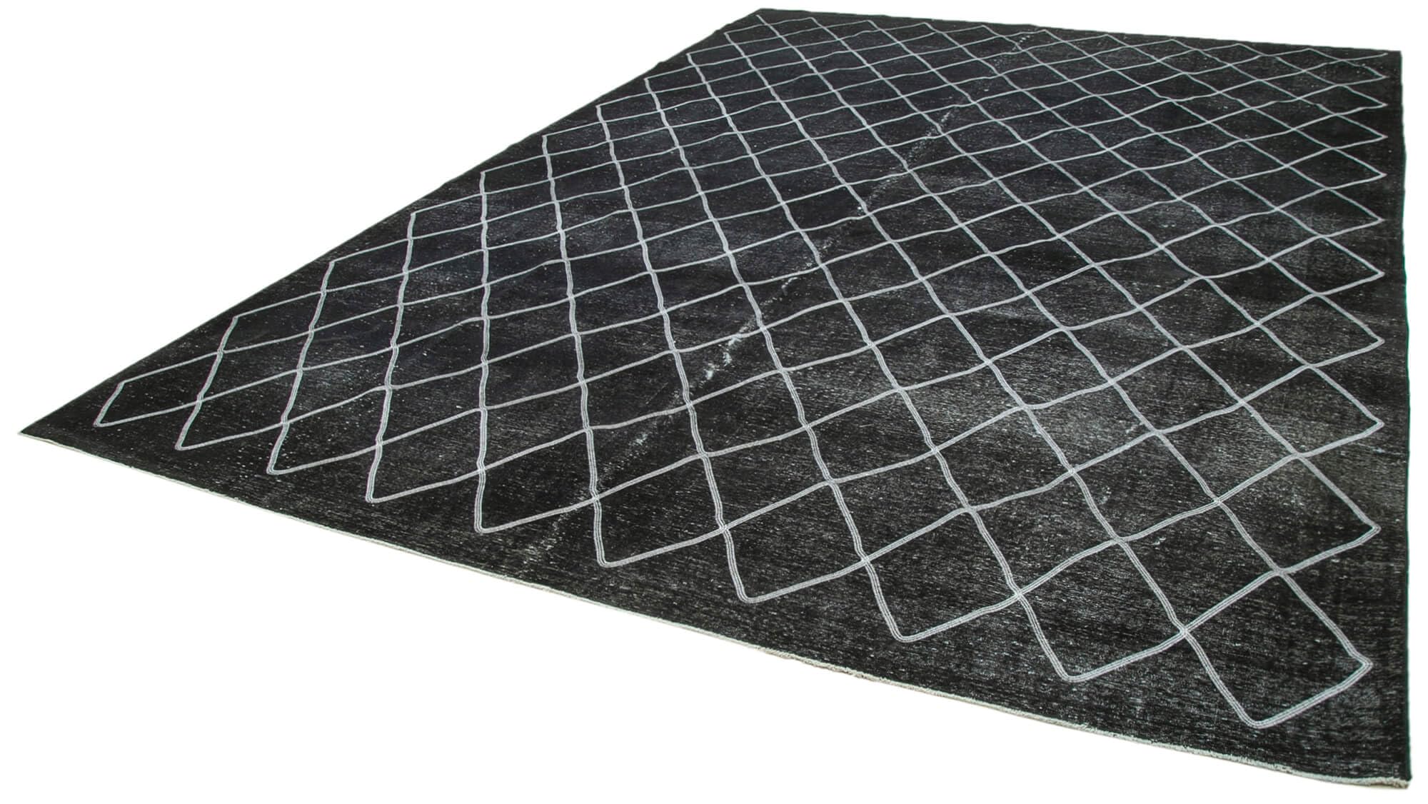 101 x 143 - 307 x 434 Cm Geometric Carpet Black Geometric Bohemian Wool Cotton Handmade Handknotted Vintage