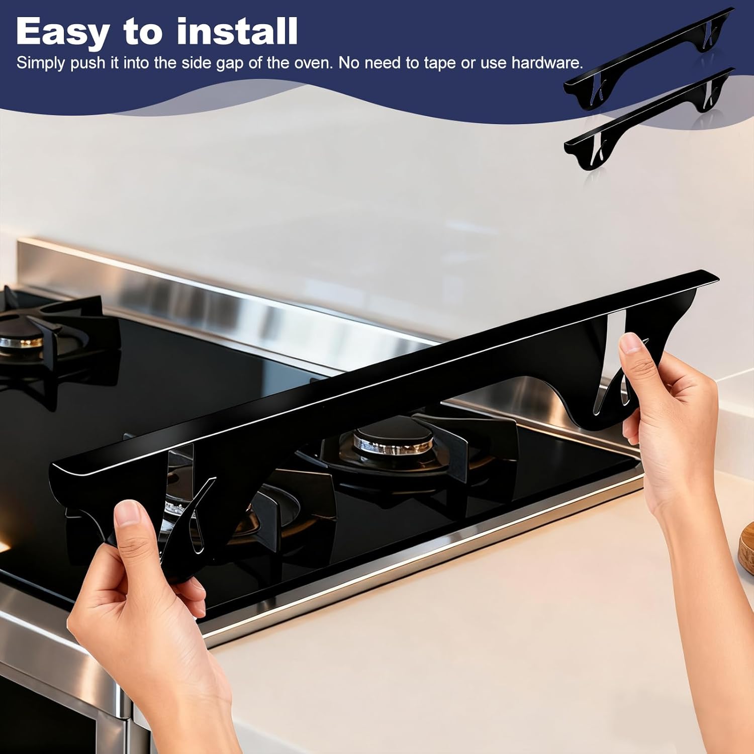 Upgrade 316 Stainless Steel Stove Gap Covers (2 Pack, 23.4”, Black), Heat-Resistant Stove Gap Filler for Kitchen Counter and Stovetop, Range Trim Kit Oven Gap Guard Between Stove and Counter