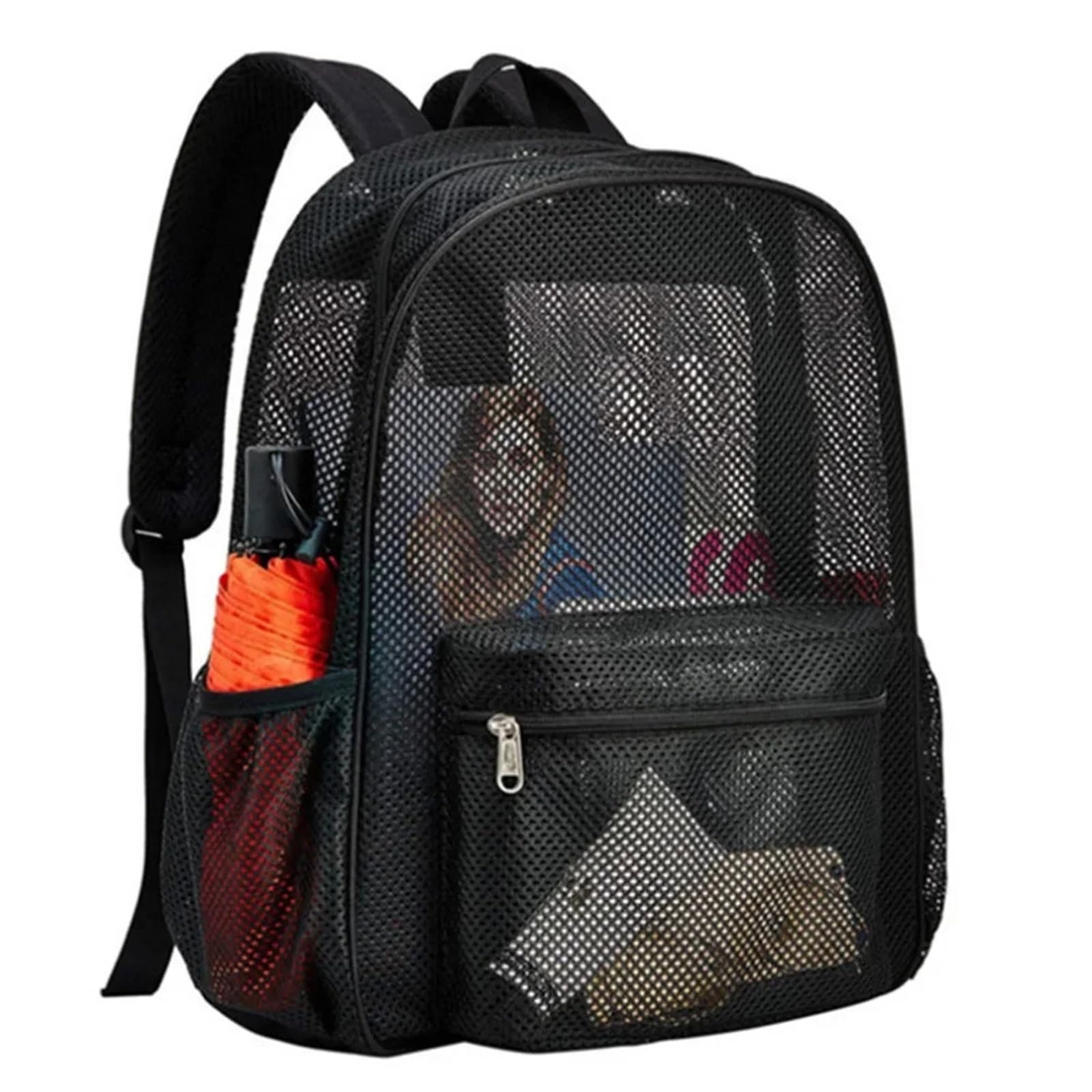 Sac A Dos en Maille Filet Sac À Dos De Plage en Maille Noire for Femmes Et Hommes, Sac De Plage D'été, Sac À Dos en Filet, Sac Fourre-Tout De Plage