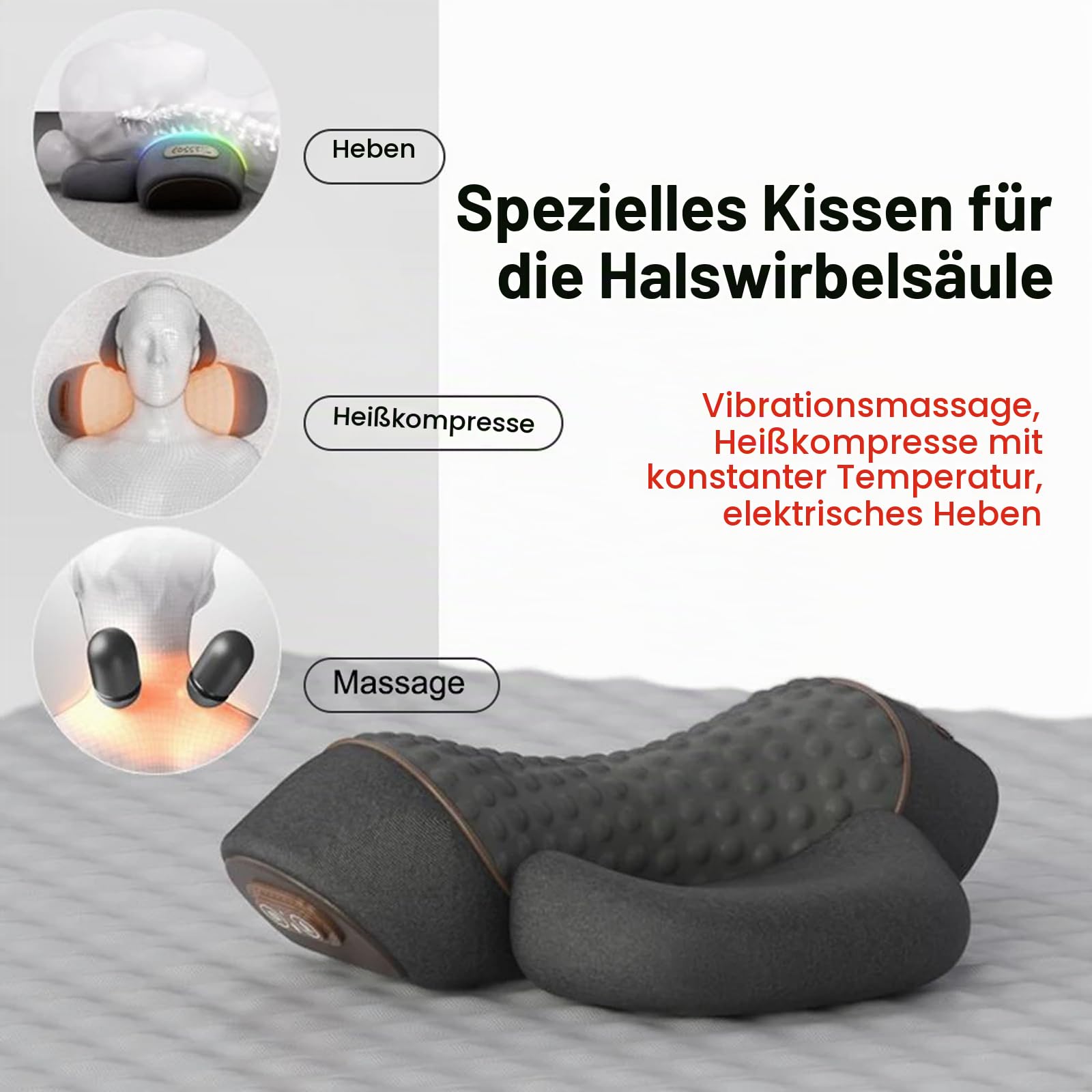 Generisch Ergonomisches Nackenkissenn,Memory Foam Nackenkissen,Nackenkissen zur Entspannung,Nackenkissenfür Büro,Relaxkissen Nacken,Nackenstützkissen ergonomisch,Passive Nackenstütze,Grau