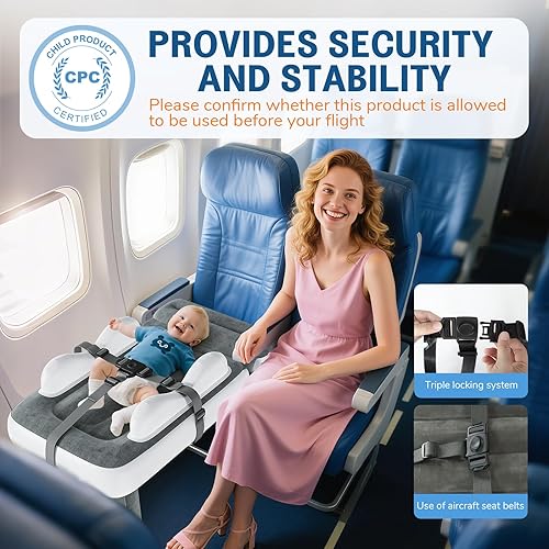 Miniatura 2 de Cama inflable para avión infantil: extensor portátil de asiento de avión para niños y cama de viaje para acampar - Colchón de aire inflable para