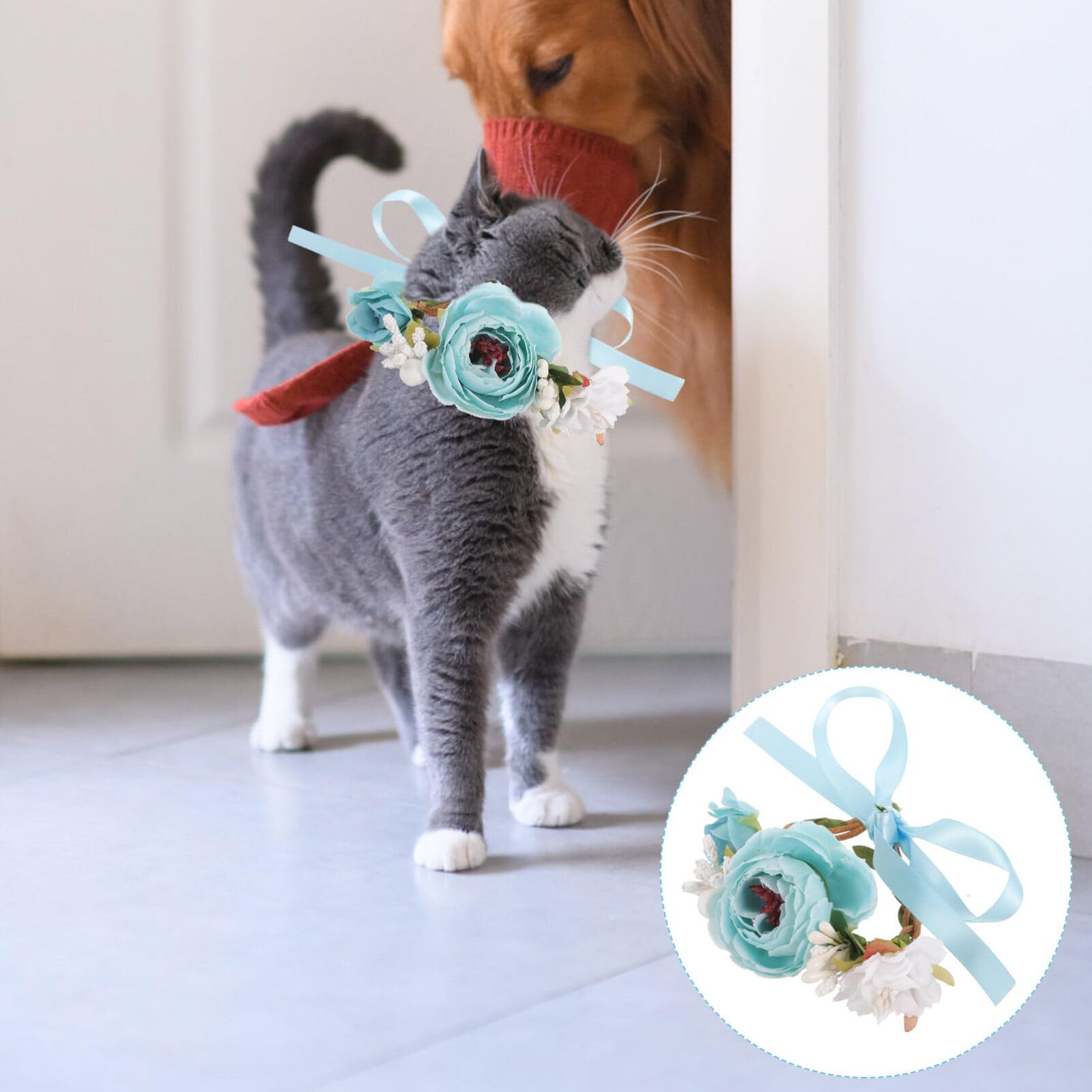 POPETPOP 5pezzi Collarper Gatti e Cani Con Fiori Decorativi Collare Leggero e Traspirantper Eventi Festivi Adatto Matrimonio e Compleanni Design Elegante Per Animali Domestici