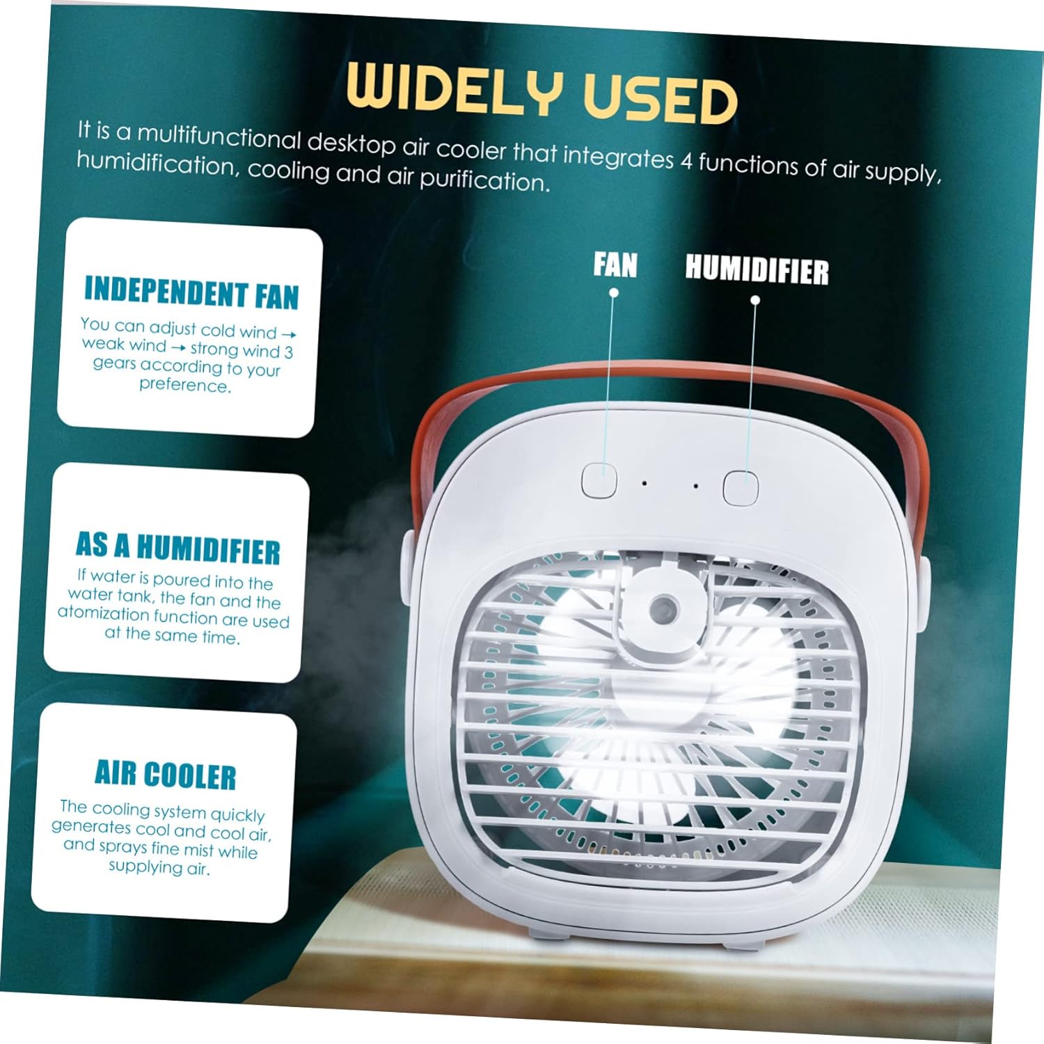 ABOOFAN 1 Set Powered Desktop Air Cooler Fan Multifunctional Cooling Fan for Home Office Use Lightweight Portable Design for Summer Present