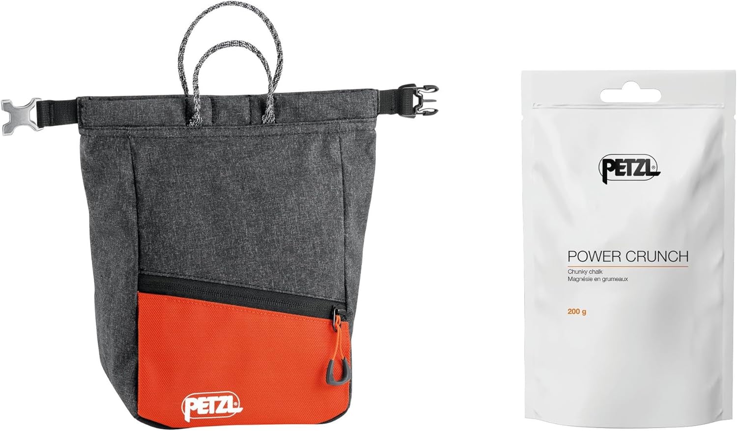 Petzl Sakab Chalk Bag - Large, Roll-Top Bouldering Chalk Bucket - Grey (200g)