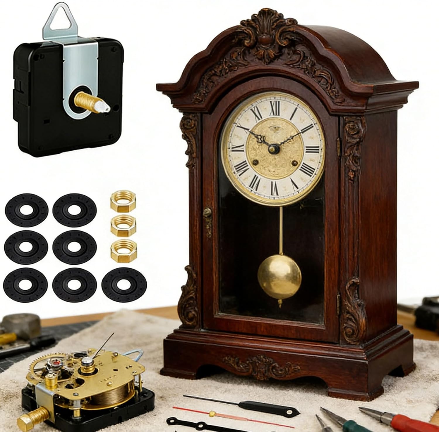 High Precisions Quiet Clock Movements Housing Mechanism with Assorted Hands Set Universals for Making Quiet Mechanism