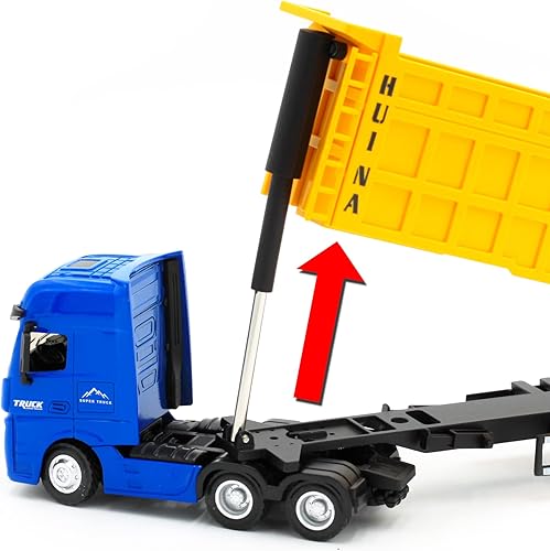 Miniatura 3 de Camión volquete de remolque, vehículos de juguete, camión volquete a escala 150 con remolque, camiones de juguete para niños
