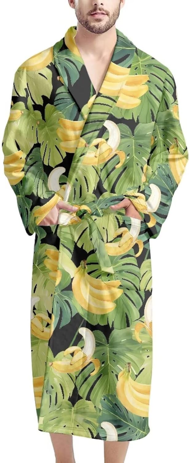 AFPANQZ Men's Bathrobe Soft Sleepwear Full Length Long Sleeve Lounge Robes with Pockets Kimono Robe Nightgown