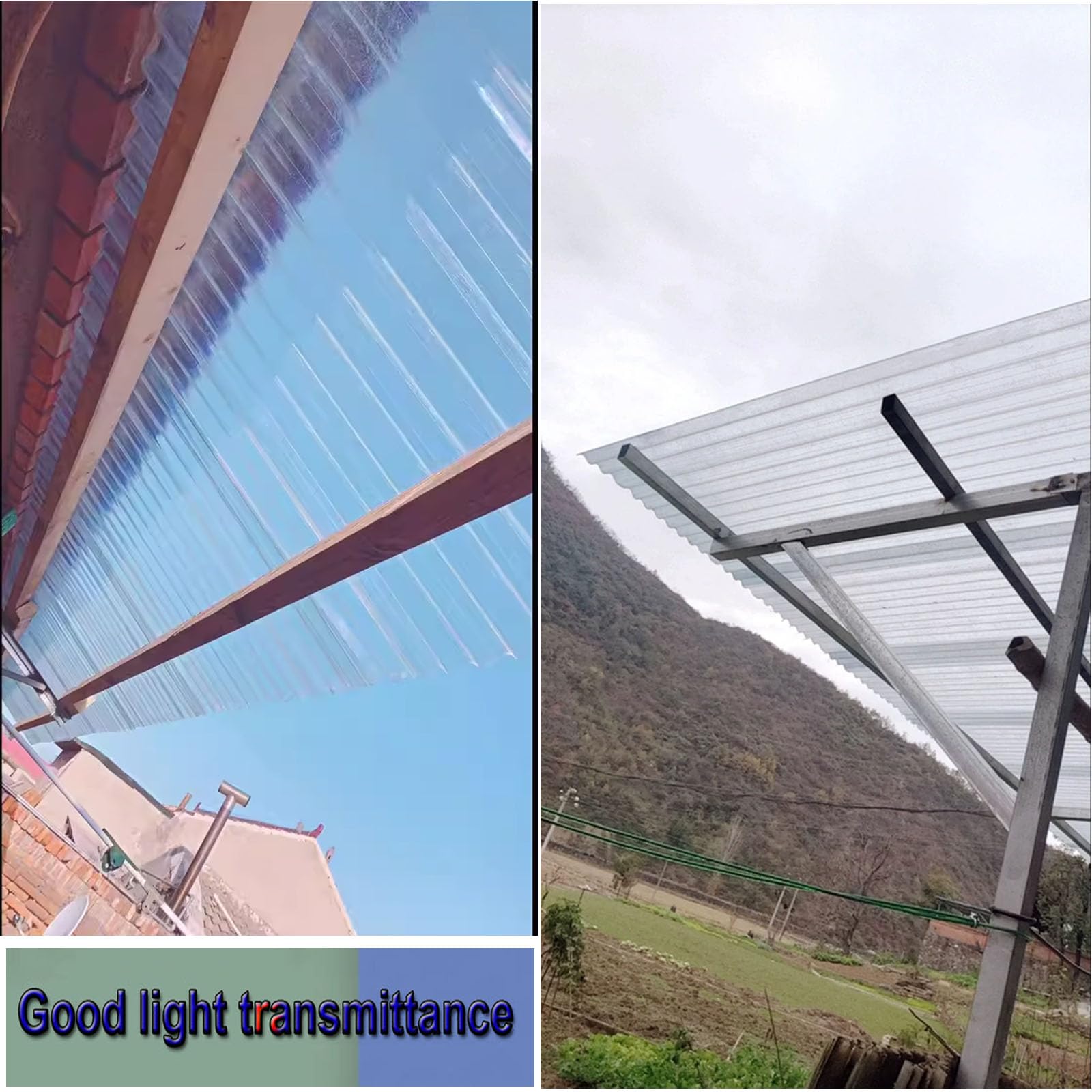 2mm Hojas De Techo Corrugado,Placa De Iluminación Natural De Fibra De Vidrio,Chapa Tejado O Pared,Chapa Tejado A Prueba De Lluvia Anti-UV,Chapa Ondulada Para Invernaderos (0.9×1.7m,1pcs)