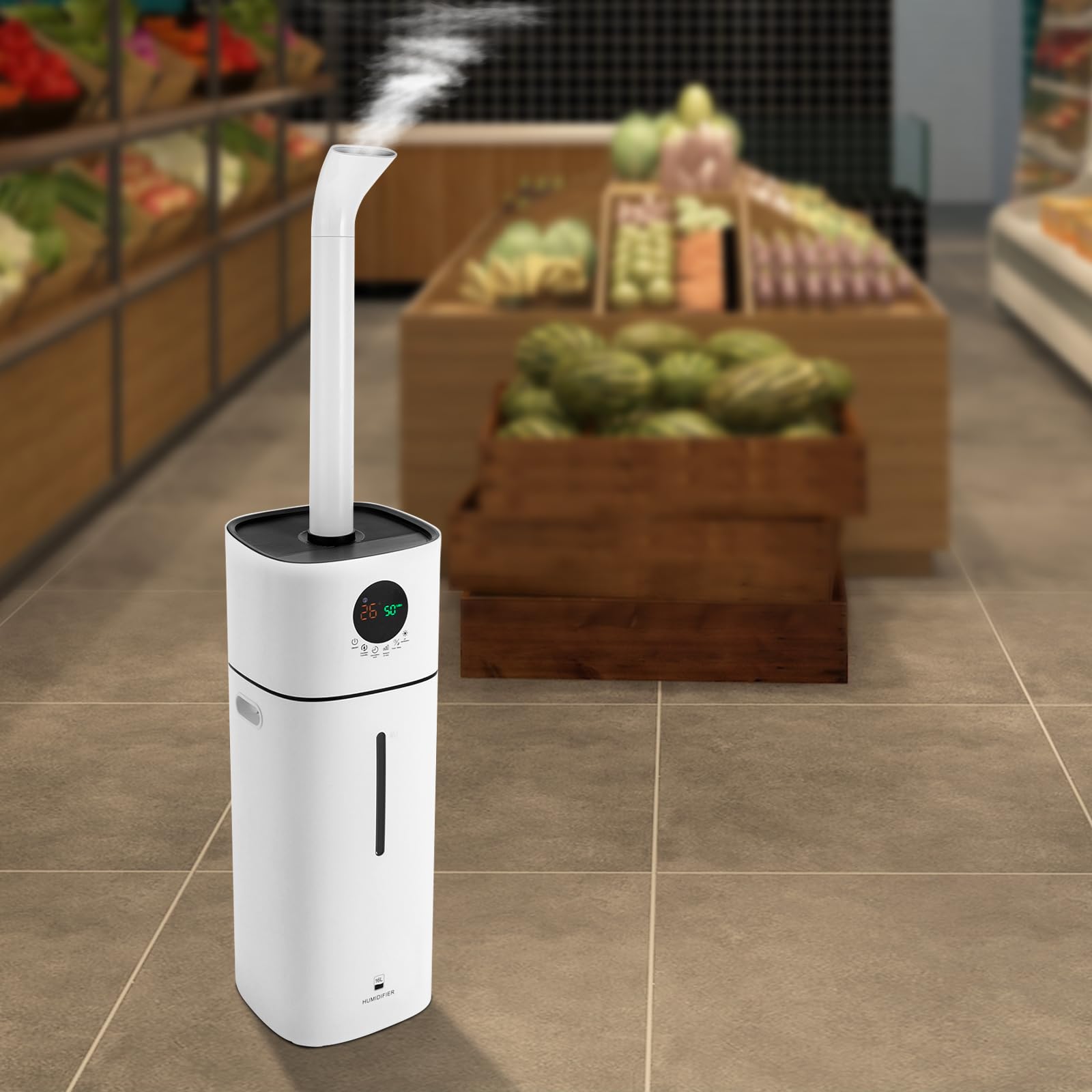 Umidificatore, grande serbatoio dell'acqua da 16 litri, regolazione dell'umidità a tre livelli, umidificatore bianco, adatto per bagno, camera da letto, soggiorno e uffici