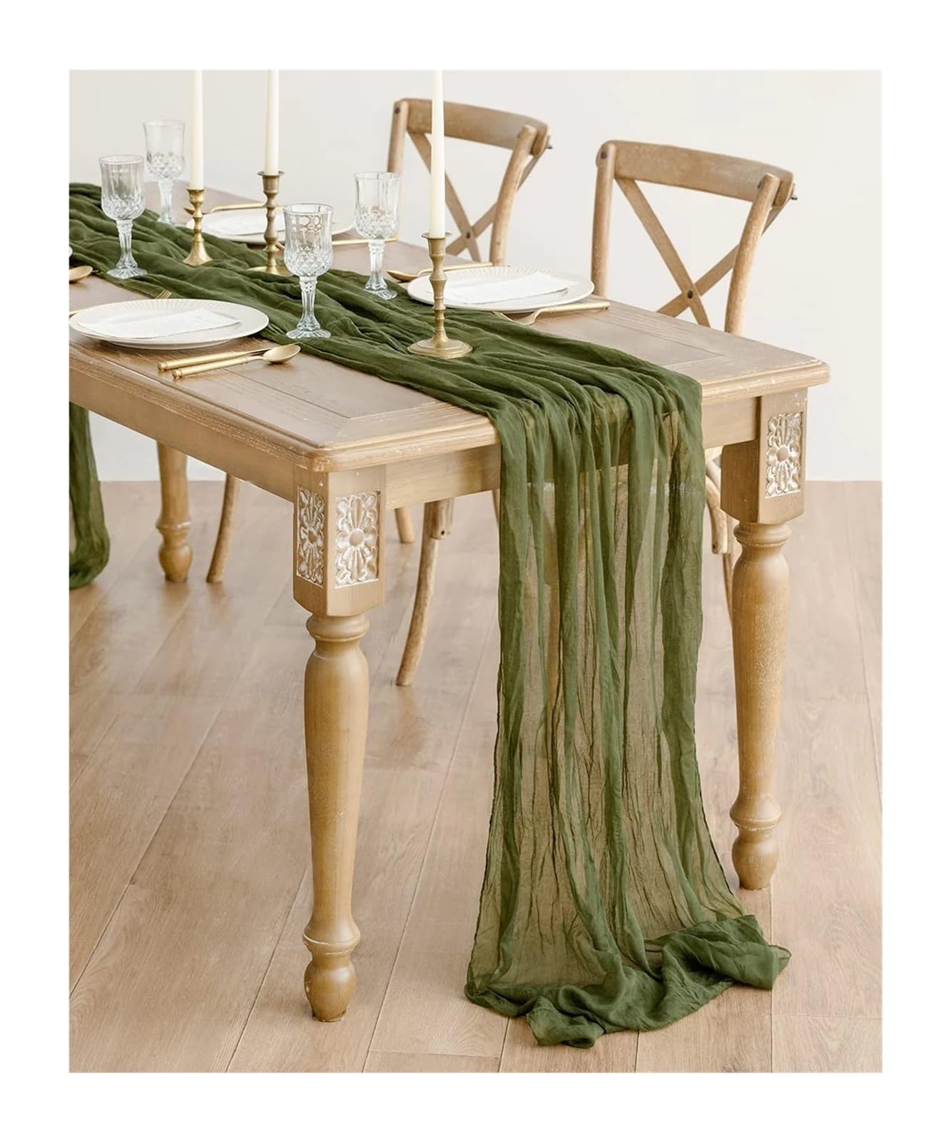 Cotton Table Napkins, Cheesecloth Gauze Table Runner Multicolor 10 Pcs Multiple Sizes(Green3,10PCS 90X400cm)