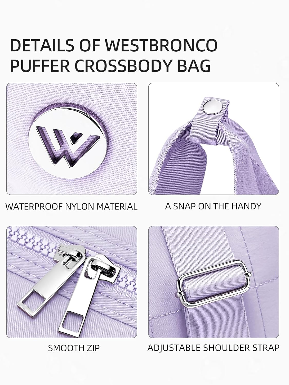 WESTBRONCO Small Puffer Crossbody Bags for Women, Mini Puffy Quilted Gym Bag Lightweight Tote Bag with Zipper Compartments