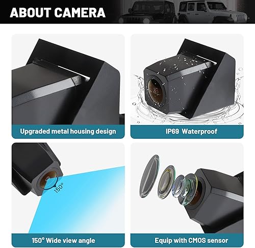 Miniatura 2 de EWAY Classic 3.0 - Cámara de respaldo ajustable para Jeep Wrangler JK JKU Rubicon Sahara Sport Unlimited 2007-2018, carcasa de metal resistente,