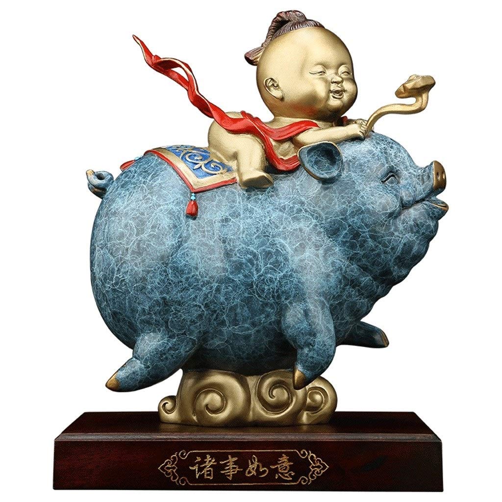 SBCGFY Feng Shui Statue,Chinese Zodiac Pig Year Pure Pig Ornaments Collectible Figurines Table Decor Statue Blessing Gift
