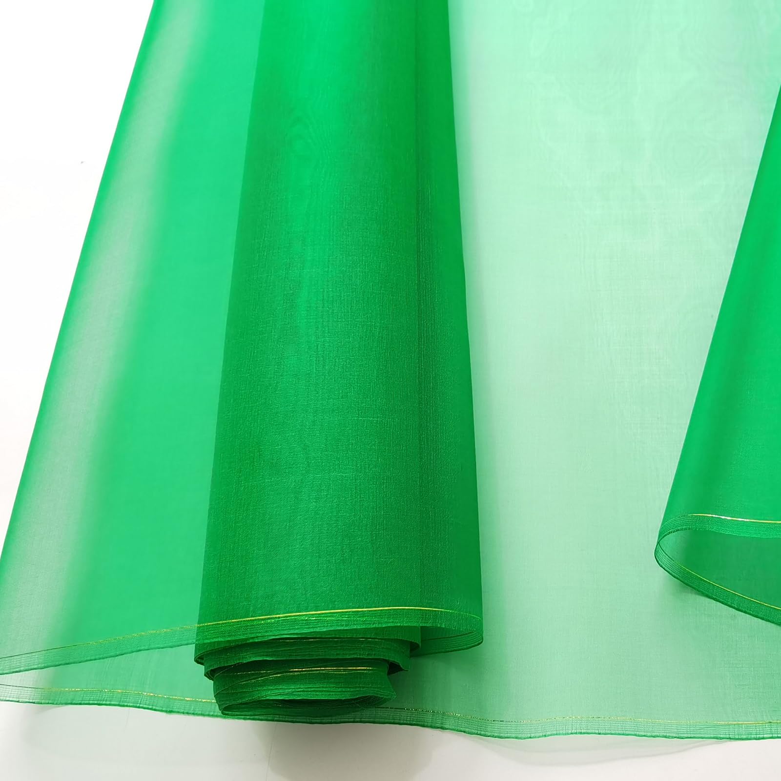 100cm*114cm Fashion Silk Organza Fabric Wedding Dress Evening Gown Gauze Lining Material Veil Tulle Mulberry Silk Fabric Tecido (Tree Green)
