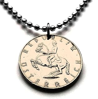 1969 Austria Osterreich 5 Schilling coin pendant Lippizaner horse rider jockey equestrian classical dressage Spanish Riding School Vienna Habsburg Salzburg Tyrol Graz Linz Innsbruck Wachau n000095 - Buy now