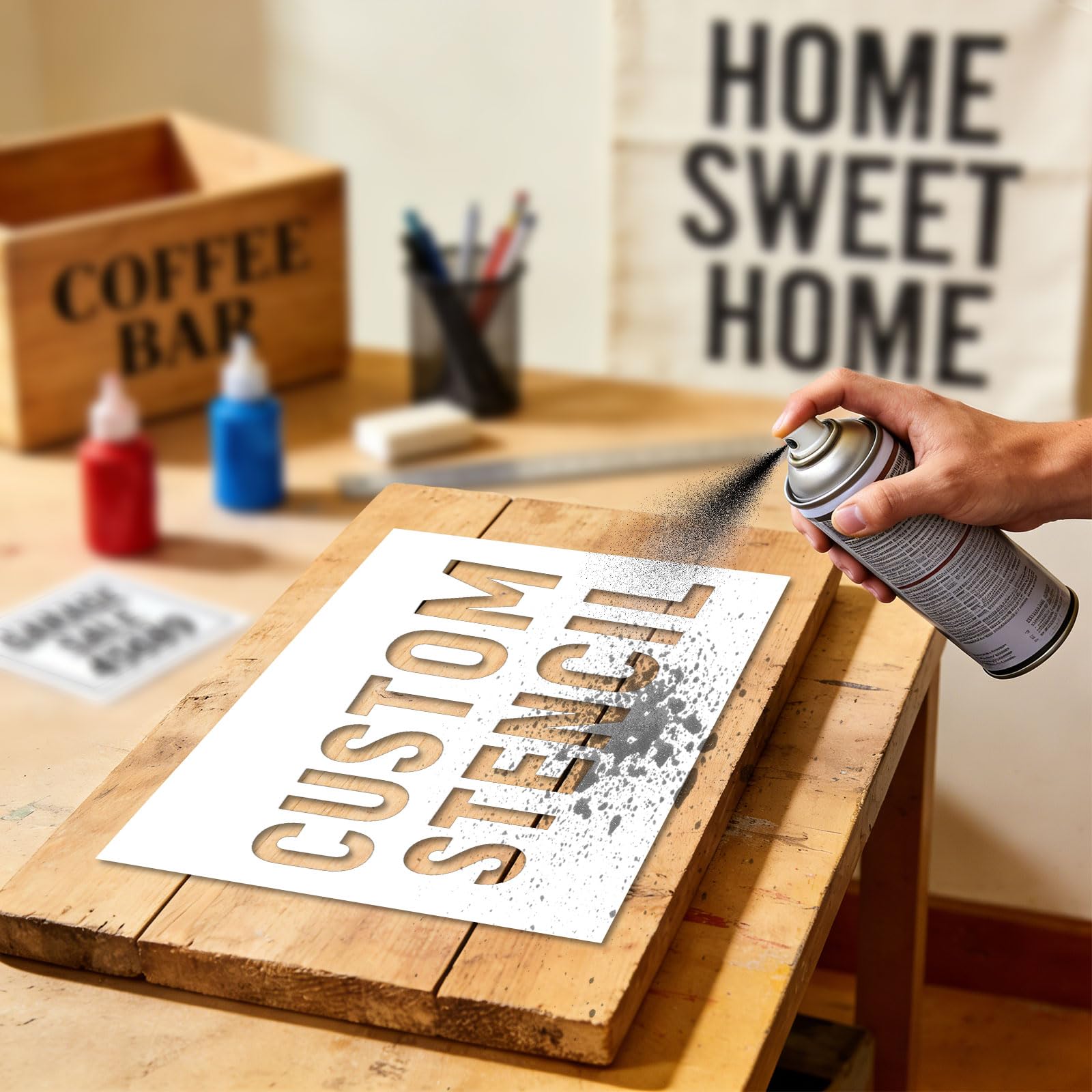 Custom Stencils for Crafts Reusable & Wall Painting, Personalised Wall Stencil Text Logo Alphabet Letter Stencil for Spray Paint Graffiti Drawing Calligraphy Signage (Letter Stencil)