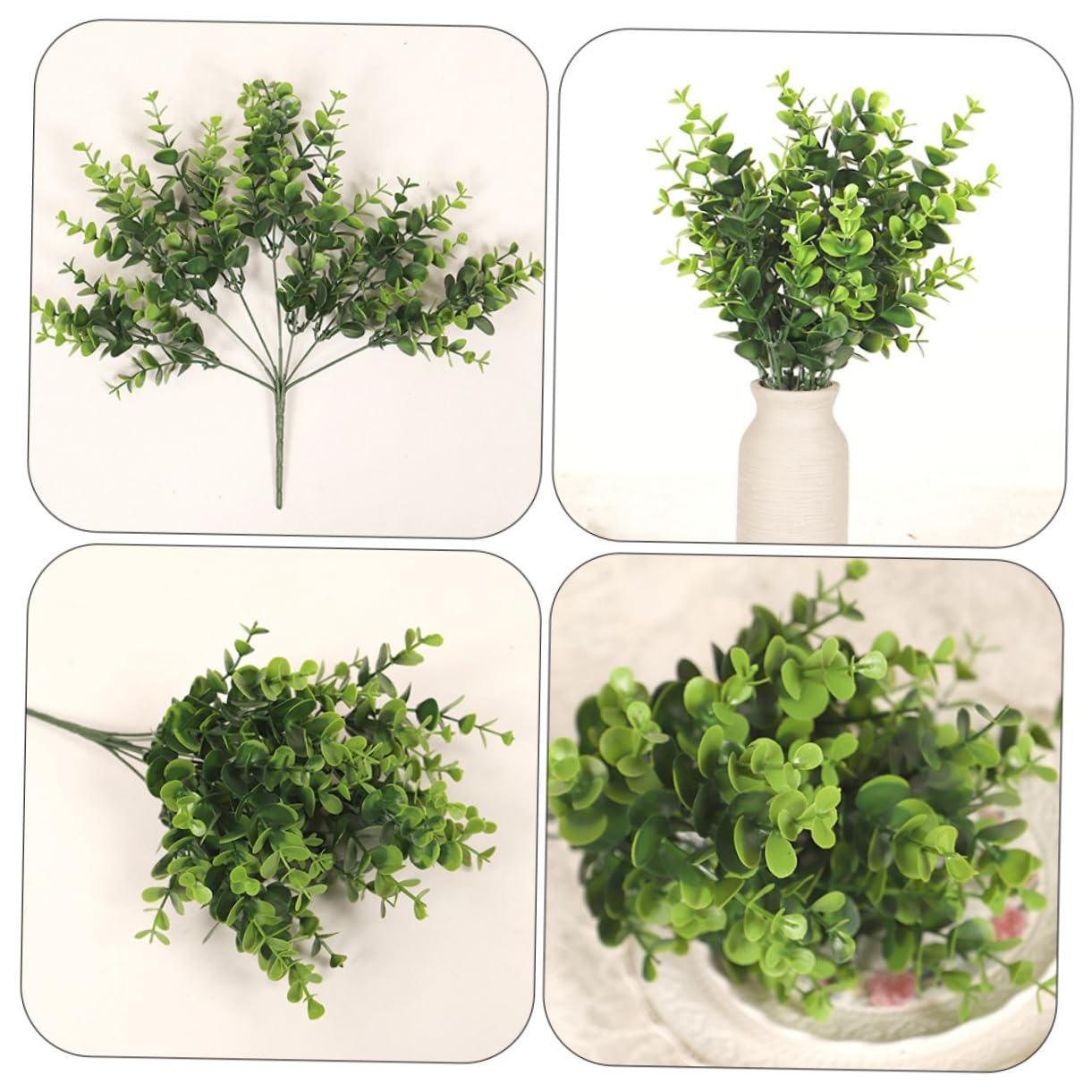 Amosfun 6pezzi Rami Di Eucalipto Finto Foglie Decorative Per Casa e Matrimoni Piante Verdi Simulata Per Decorazioni Di Interni Ed Esterni
