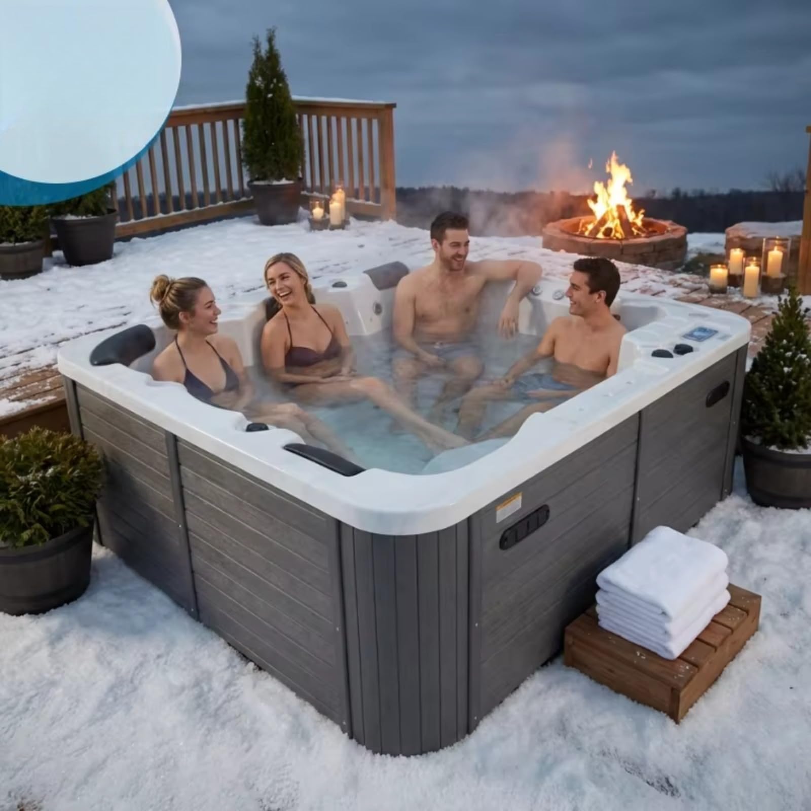 56 Jet Outdoor Hot Tub z akrylową powłoką i światłami LED