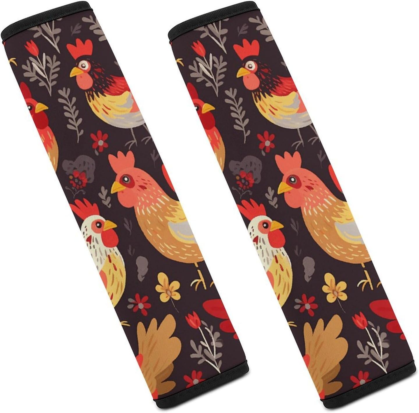 2 PCS Super Soft Car Seat Belt Pad, Cute Cute Rooster Chickens Printed Waterproof Sweat-Absorbing Seat Belt Covers Backpack Shoulder Pad for All Car Seats Baby Strollers