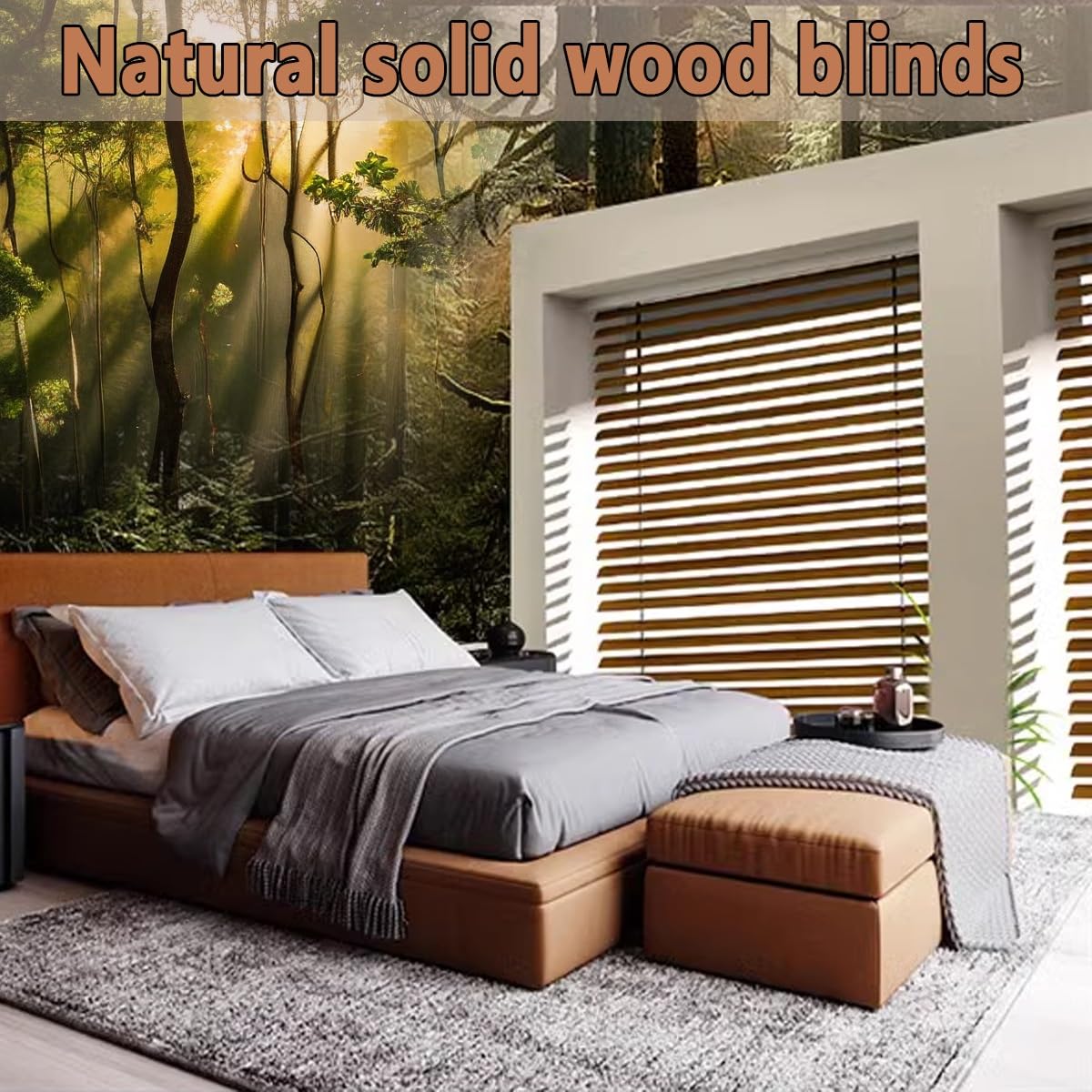 Holz Jalousien für Fenster Innen, Horizontal 50mm lamellen Jalousie Aus Holz 55x130cm 65x160cm 75x130cm 125x130cm 160x160cm Echtholz Wärmedämmung Jalousette mit Zugschnur(Schwarz,160 x 160 cm)