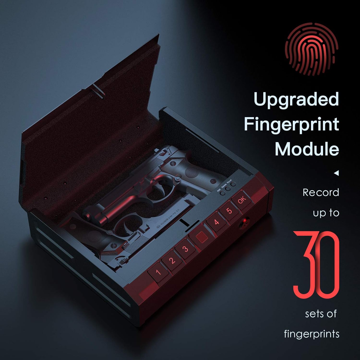 Exclusive Discount 50% Price Gun Safe Biometric Gun Safes for Pistols, ASELINE 3-way Pistol Safe Quick Access with Fingerprint Keypad Keys, Heavy-duty Steel Material Gun Safe Box