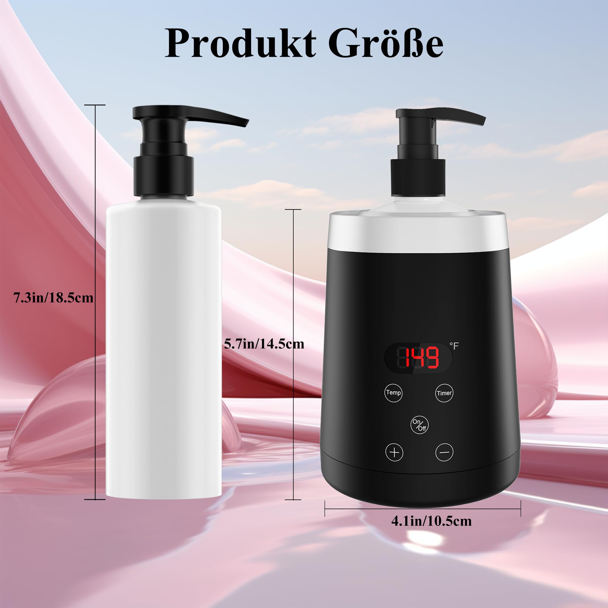 Massageöl Wärmer, Öl Erwärmer mit zwei Ölflaschenspender, 0-65°C, Lotion Flaschenwärmer, Schwarz