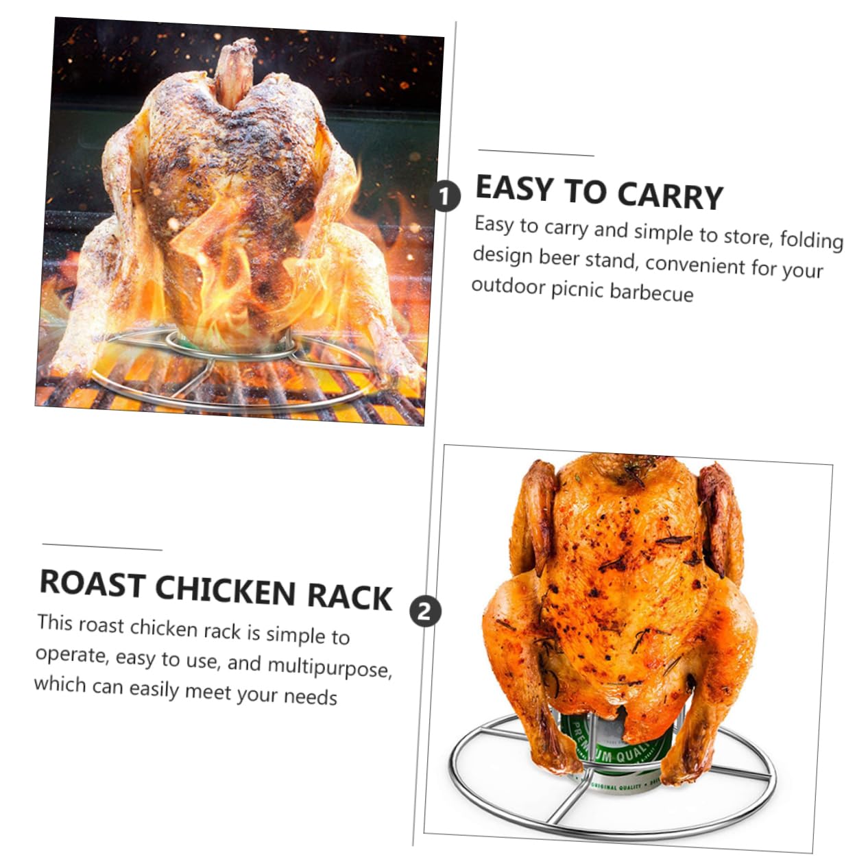 Toddmomy 4pezzi Supporto per Pollo alla Acciaio Inossidabile Rack per Birra per BBQ e Arrosto di Pollame Design Sicuro e Stabile per Cottura Uniforme
