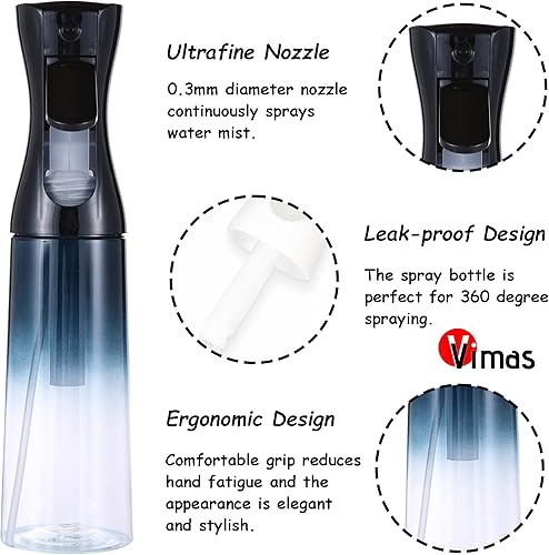 Miniatura 4 de Botellas de spray continuo, botellas de agua recargables para cocinar, limpiar, peinar, cuidado de la piel y plantas, 10 oz10.1 fl oz (negro)