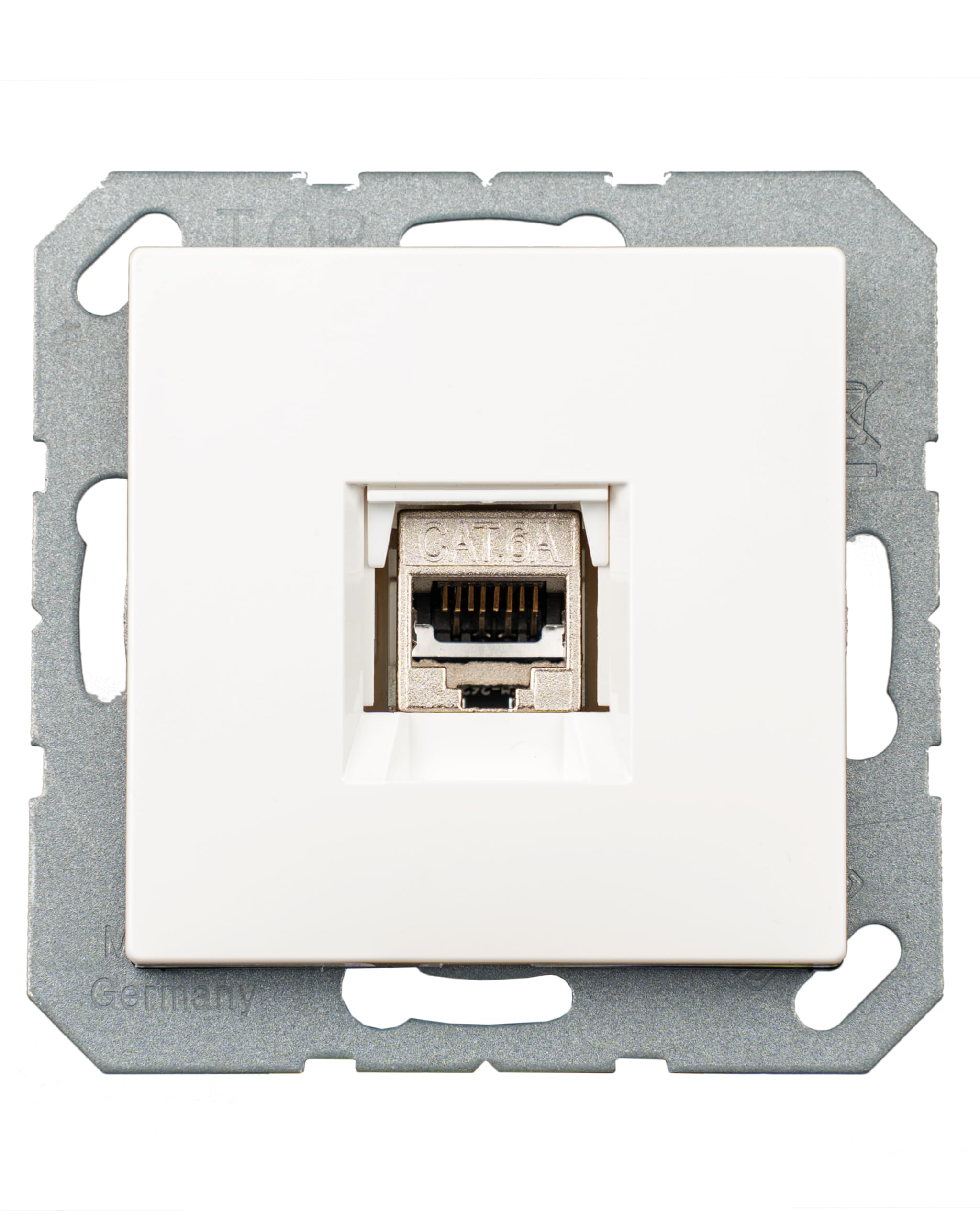 Zestaw puszek danych - Jung osłona pojedyncza A569-1NWEWW i pojedyncza ramka AS581WW wraz z 1 x Keystone Jack Module Cat.6A 500 MHz 10Gbit ..