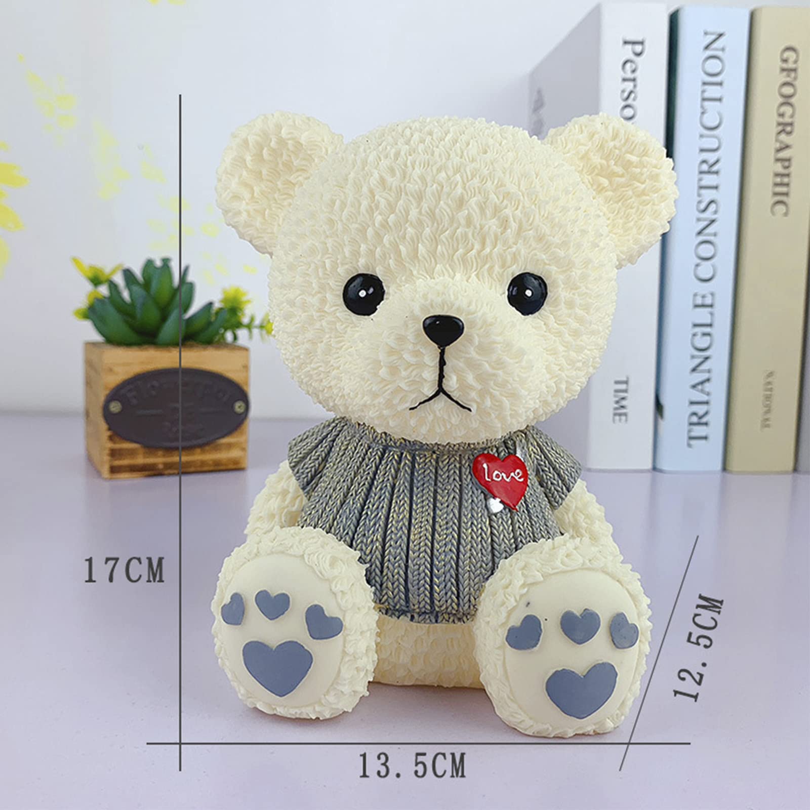 Jaugufiy Resin Cartoon Teddy Bear Piggy Bank Cute Bear Coin Bank Coin Box Money Bank Coin Saving Box for Kids Gift