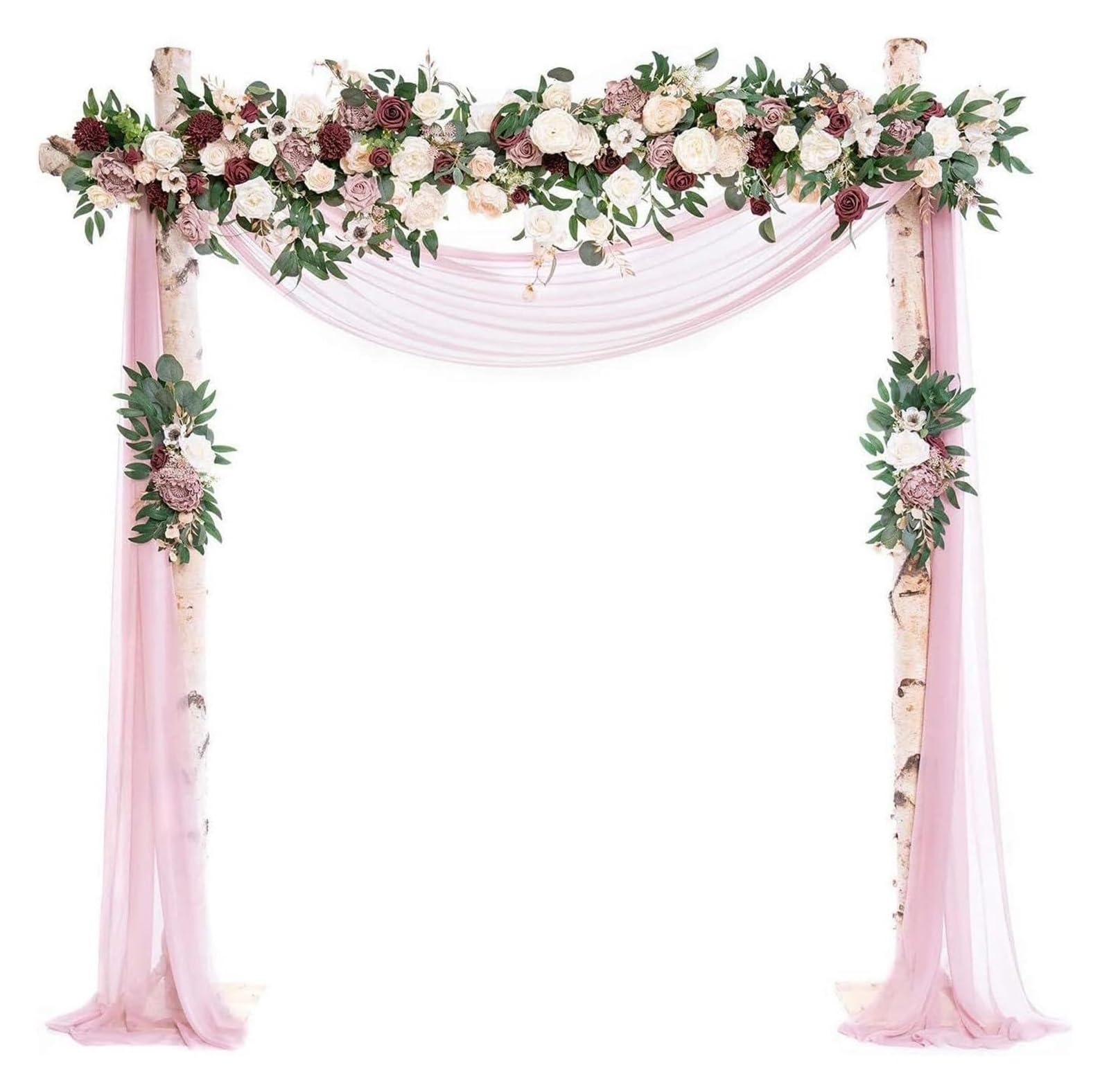 Künstliche Bogenblumen Bogen Blumen, Hochzeitsbogen, drapierter Stoff, Hochzeitsblumen, Girlanden, Blumenarrangement, Swag for Zeremonie und Empfang, Hintergrunddekoration, Rosa