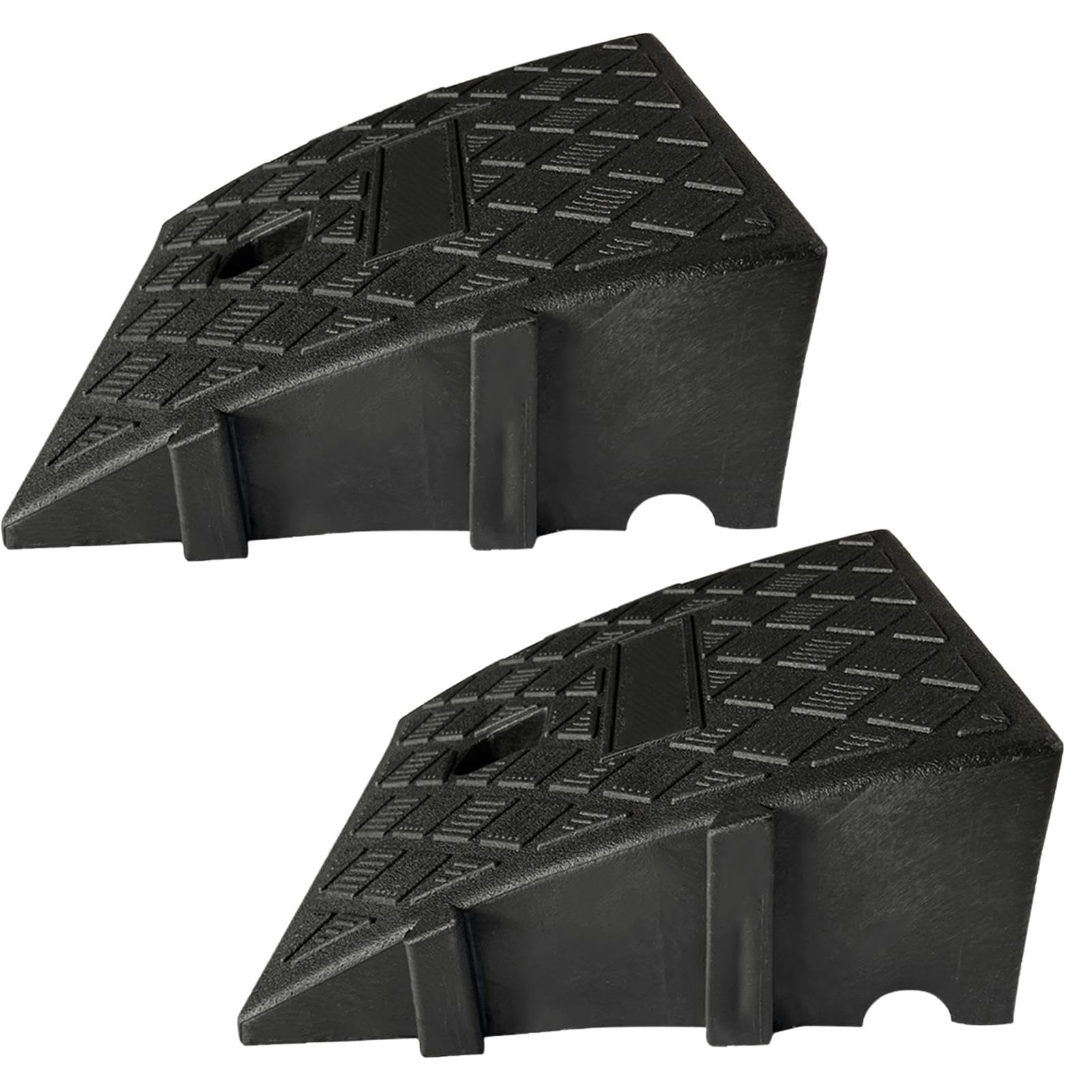 2 Piezas Rampas de Bordillo 13 cm Alto, Portátil Rampa de Acceso para Coche, Antideslizante Rampa de Umbral para Puerta de Silla de Ruedas Coche Moto Scooter Bicicleta Andador Aceras Garajes