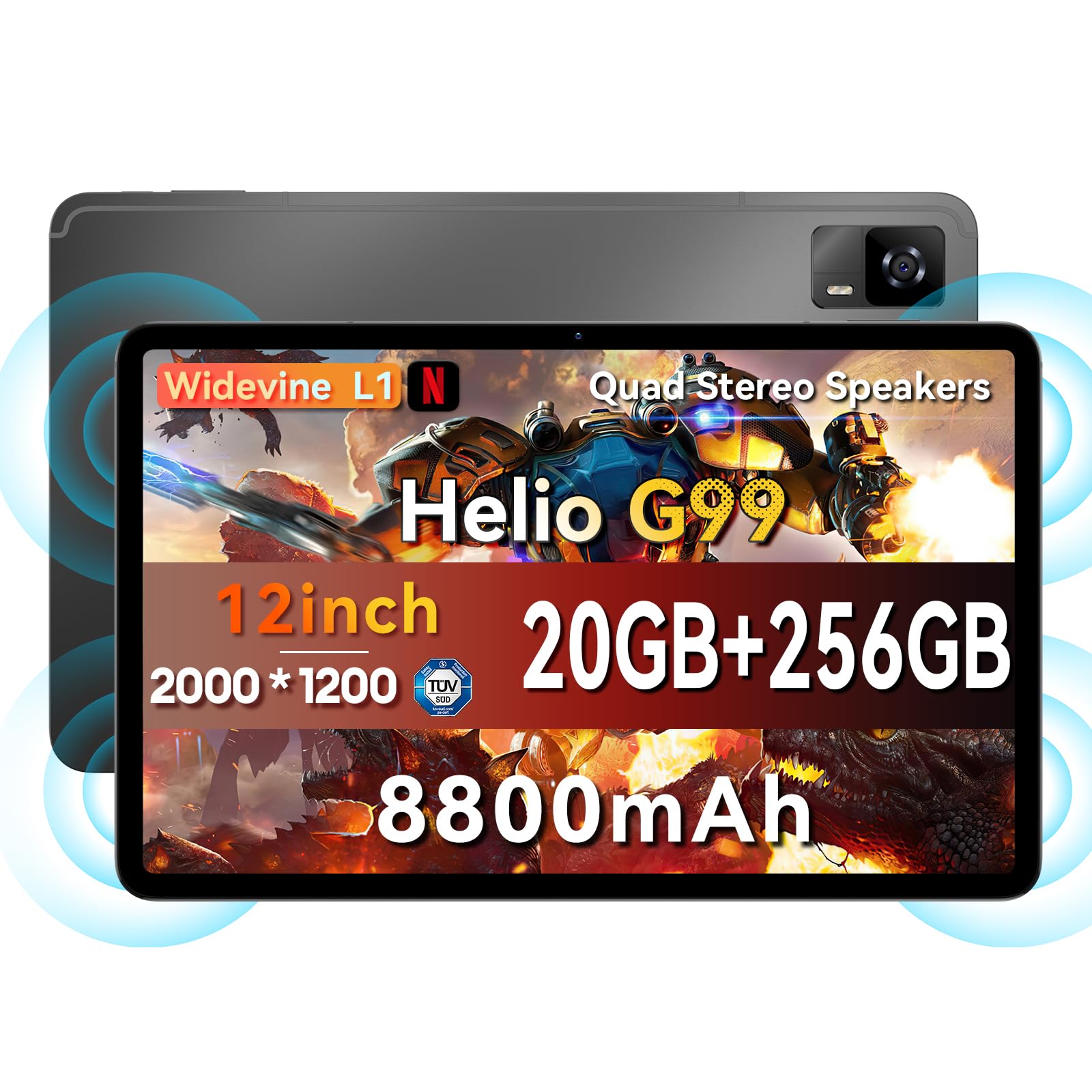 Amazon.com : Headwolf Android 14 Tablet 12 Inch, HPad6 Helio G99 