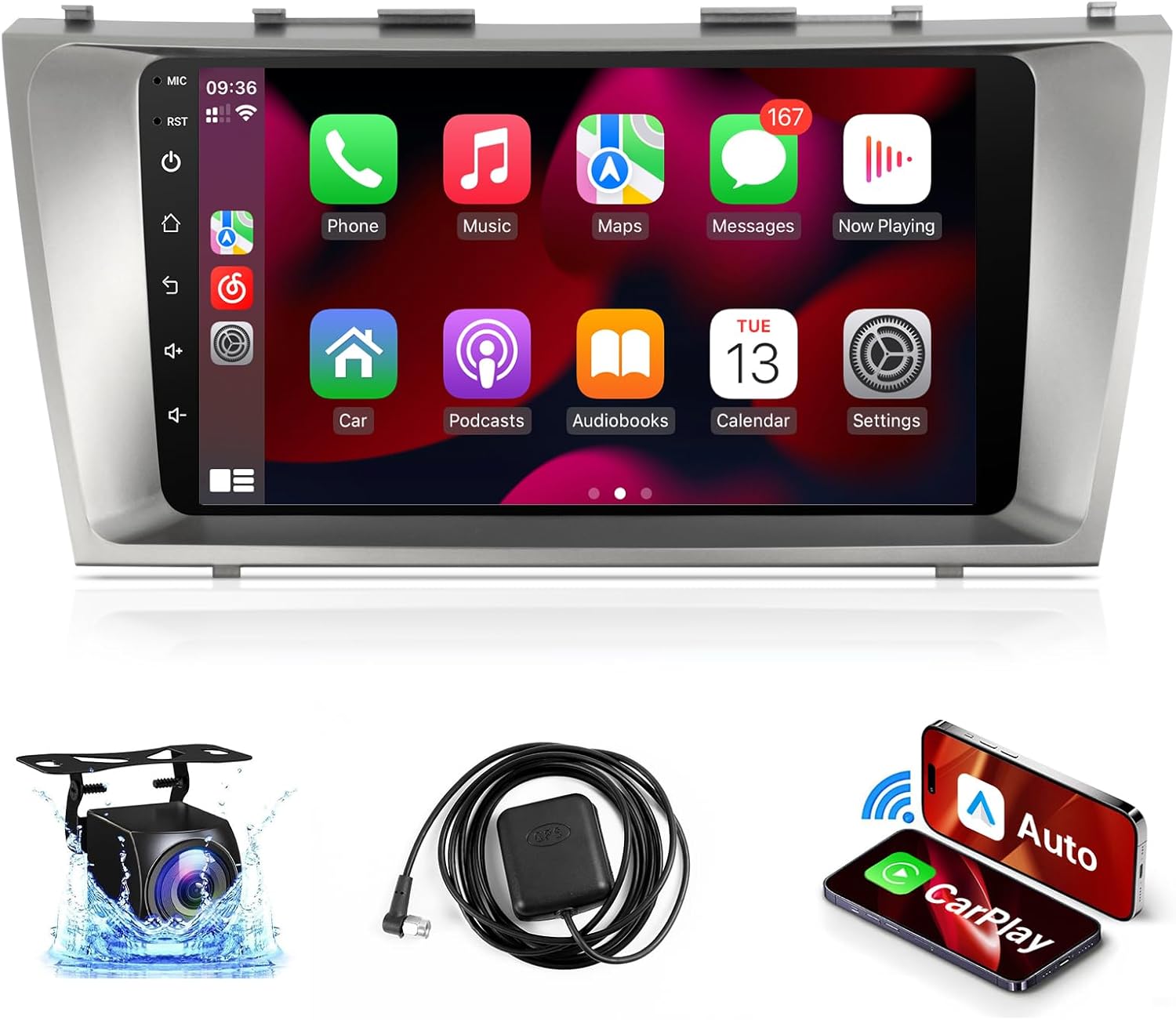 Leadfan Car Radio for Toyota Camry 2006 2007 2008 2009 2010 2011, 9inch IPS Touch Screen for Camry Car Stereo with Wireless Carplay Android Auto/Bluetooth/GPS/WiFi (Support J.B.L&Large Screen)