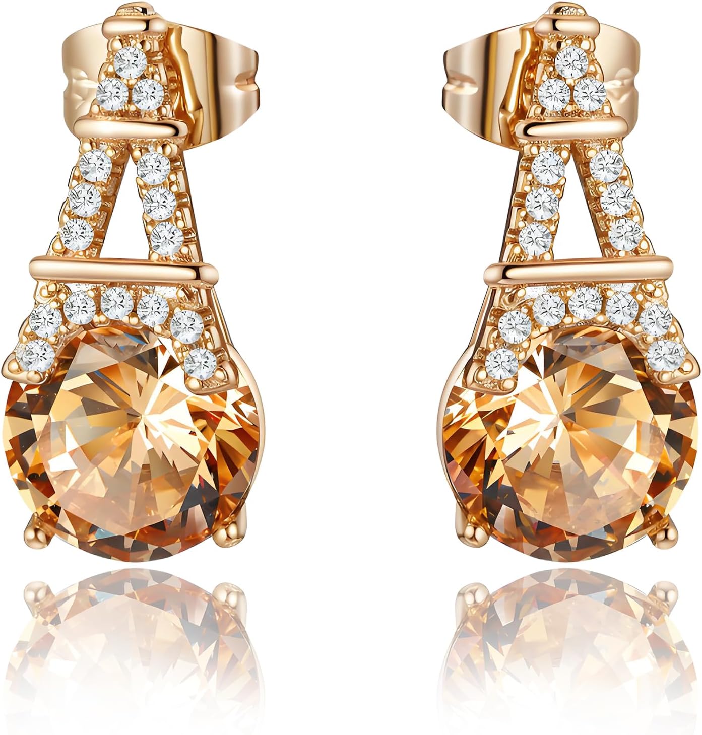 Alphabet Earring for Women, 18K Gold Plated Brass with Cubic Zirconia.