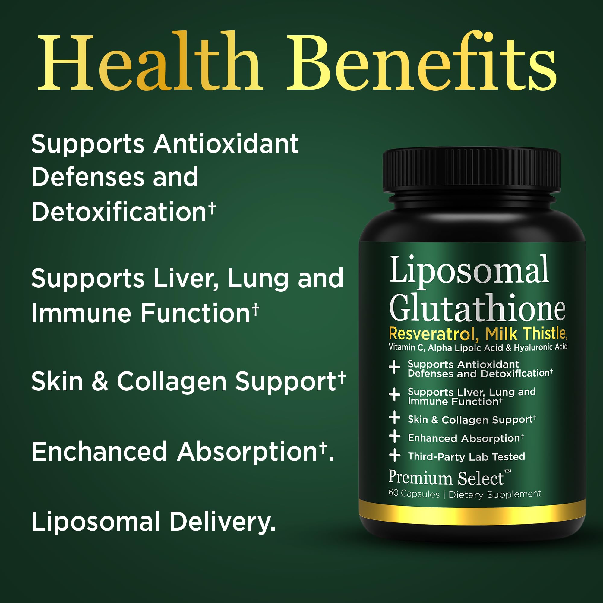 Liposomal Glutathione Capsules with Resveratrol & Milk Thistle Supplement for Men and Women - L-Glutathione - 60 Capsules, Third Party Tested, Made in USA — Amazon image 2