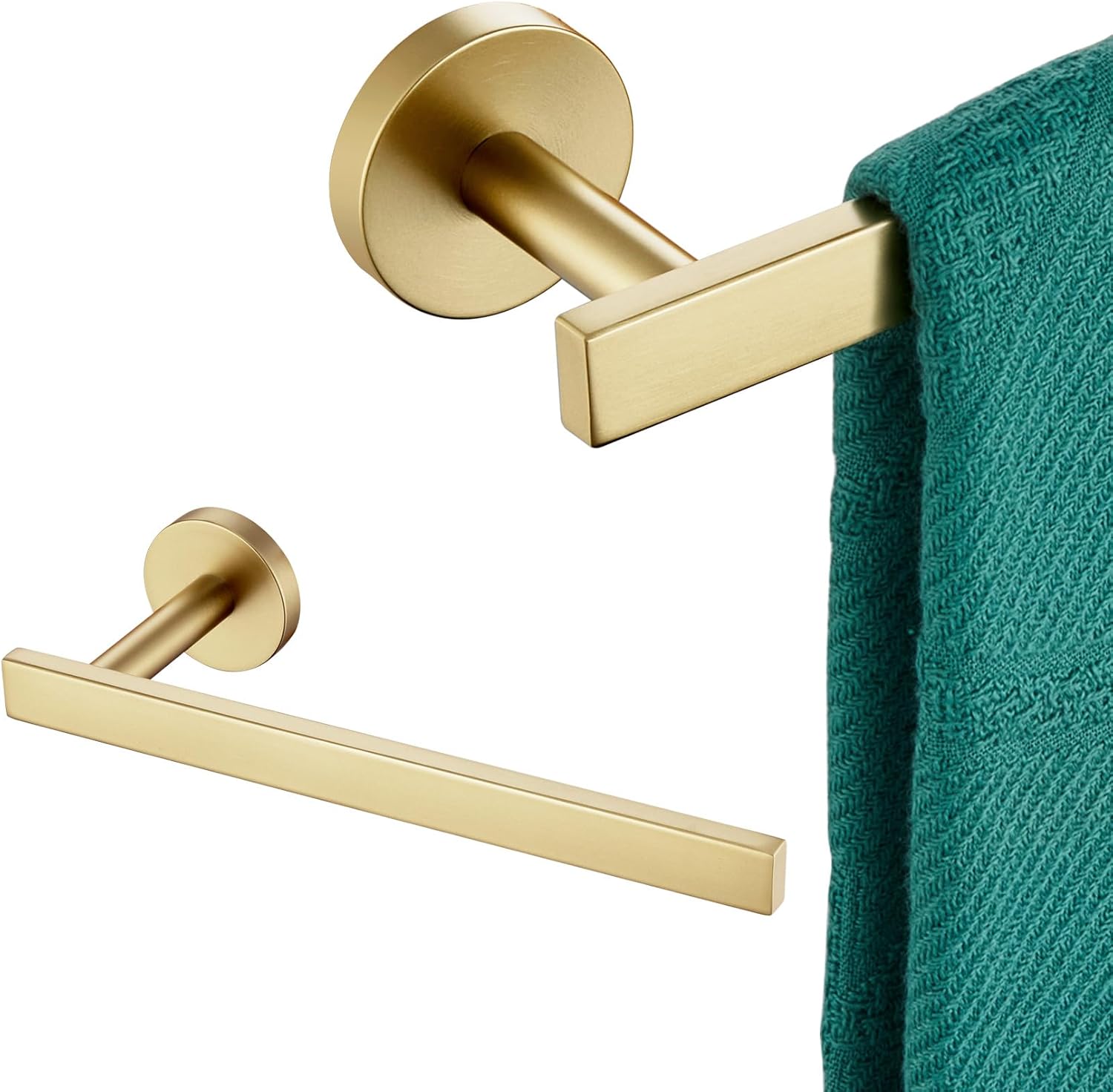 24 Inch Bathroom Towel Bar Bath Towel Rack Kitchen Towel Holder Towel Ring Towel Shelf Wall Mounted Brushed Gold AN4001GD-L24+AN3001GD