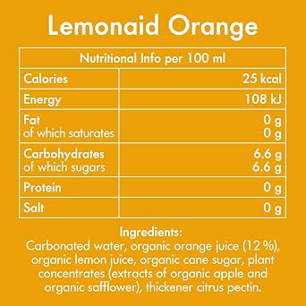 Lemonaid Orange: Sparkling Soft Drink - 12 x 330ml can