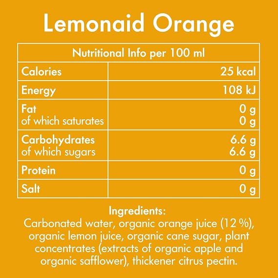 Lemonaid Orange: Sparkling Soft Drink - 12 x 330ml can