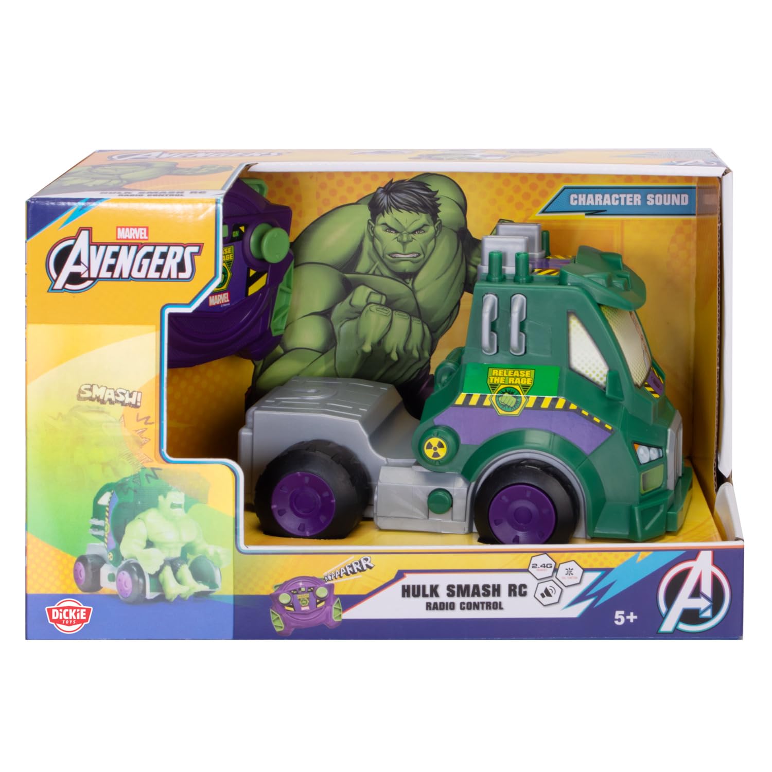 Dickie Toys - Radio Control Hulk Smash-Up, in scala 1:24, Veicolo telecomandato con Trasformazione da camion a Hulk, +5 anni, 203224000