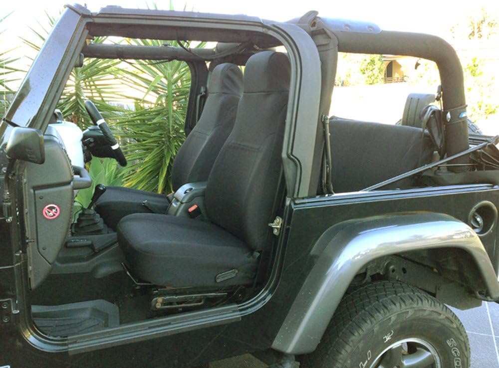 GEARFLAG Neoprene Seat Cover Custom fits Wrangler LJ TJ 2003-06 Full Set (Front + Rear Seats) (Black)