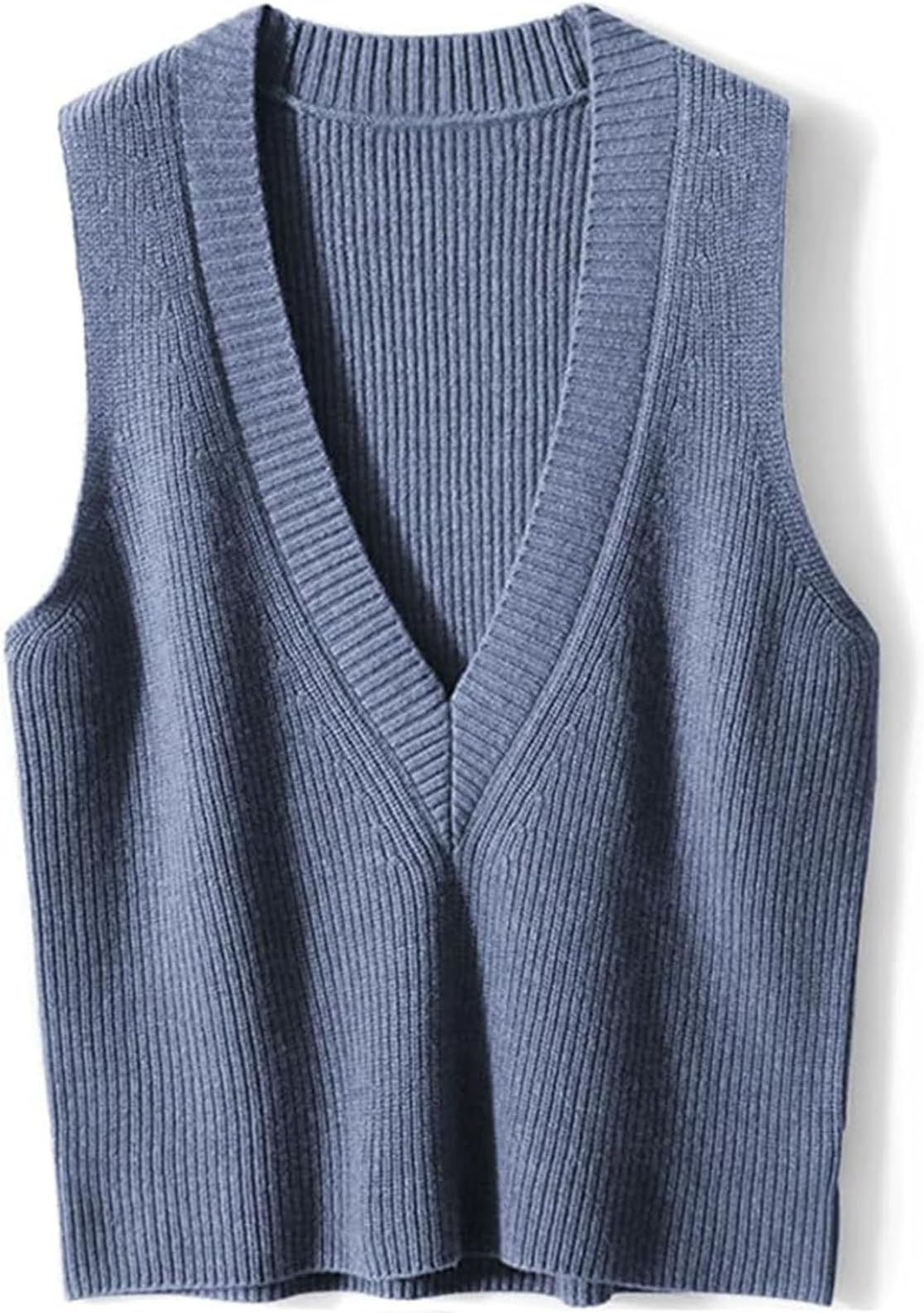 ZUEVIWomen's Sweater Vest V Neck Sleeveless Pullover Knitwear Tops Casual Trendy Solid Crop Knitted Sweaters Vests