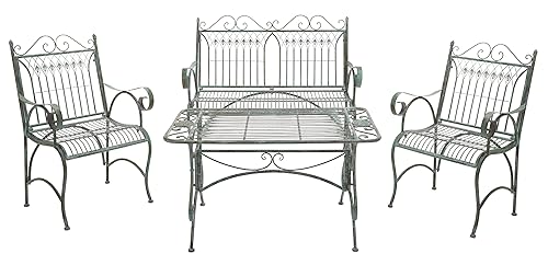 Outdoor Collection Leah Victorian Scroll Antique Dark Green Wrought Iron