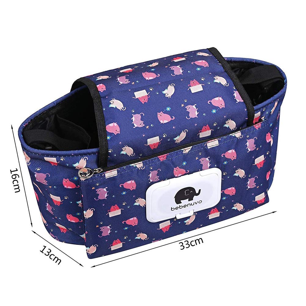 Passeggino Organizer con portabicchieri - animale sveglio salviette per neonati Dispenser - Leggero Stroller Bag - Mini Diaper Bag - Passeggino Accessori