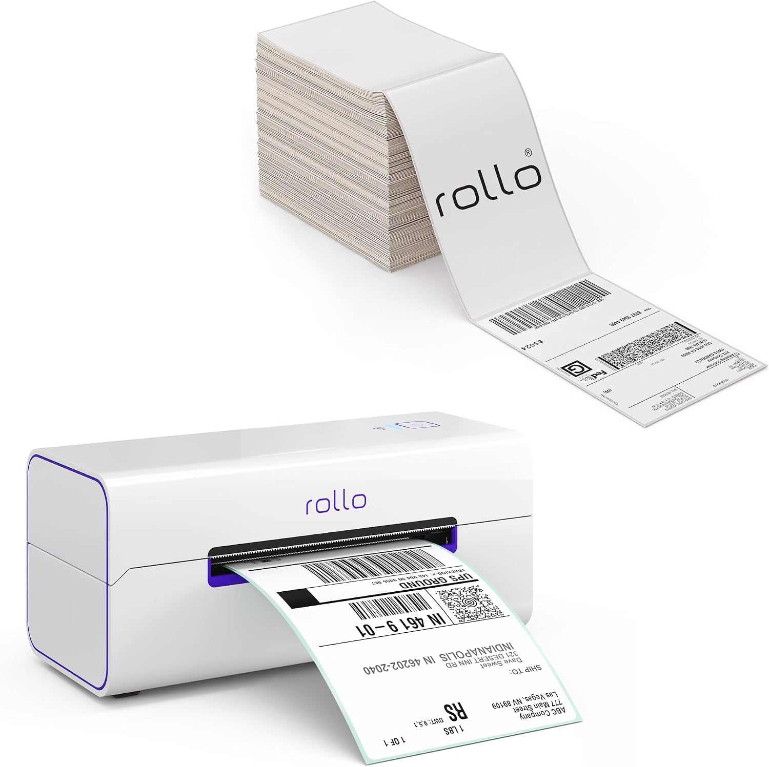 Rollo Wireless Thermal Shipping Label Printer and 500 4x6 Thermal Labels Bundle - High Speed Printer for Shipping Packages with Shipping Labels